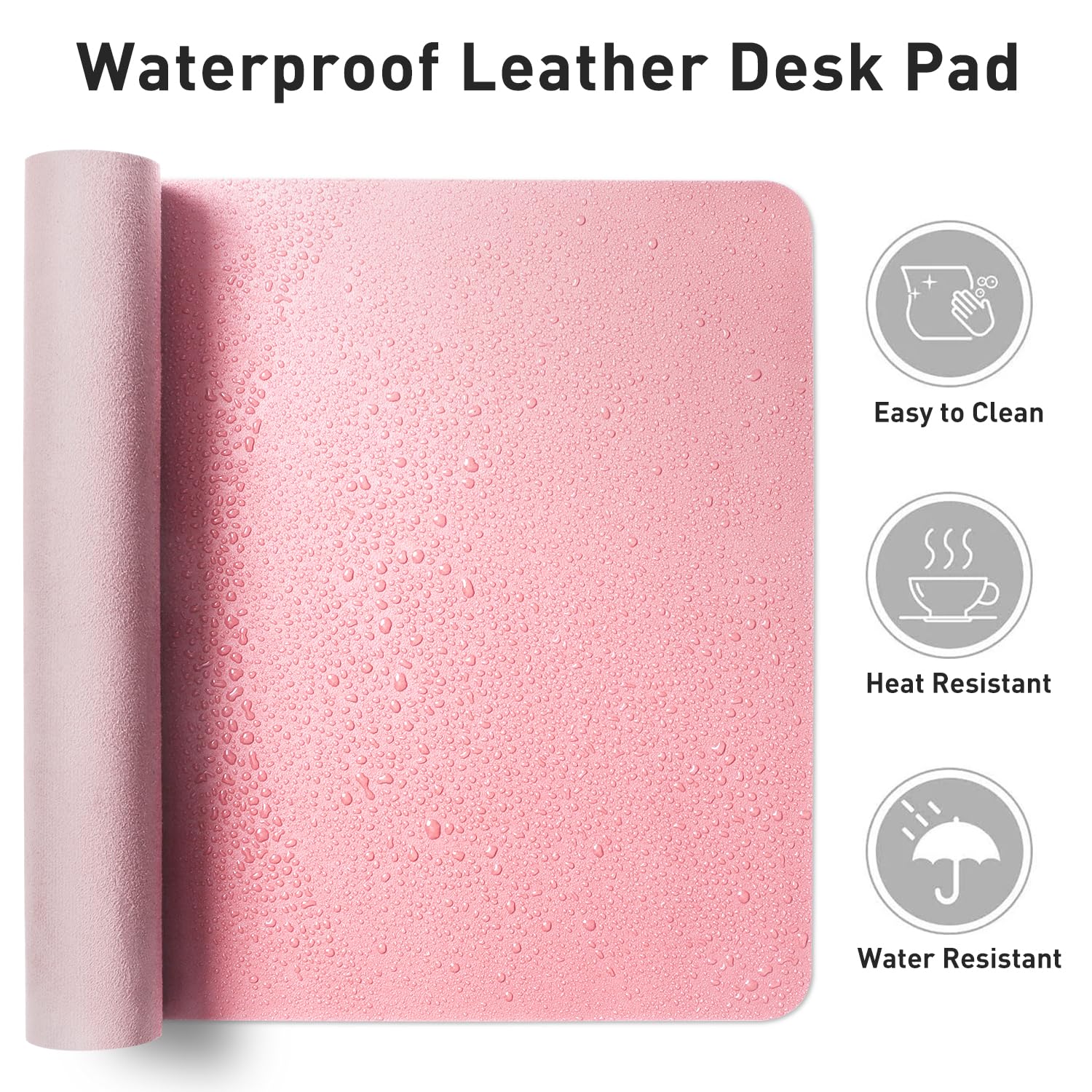 Aothia Faux Leather Desk Mat – Large Mouse Pad, Non-Slip PU Leather Blotter, Waterproof Writing