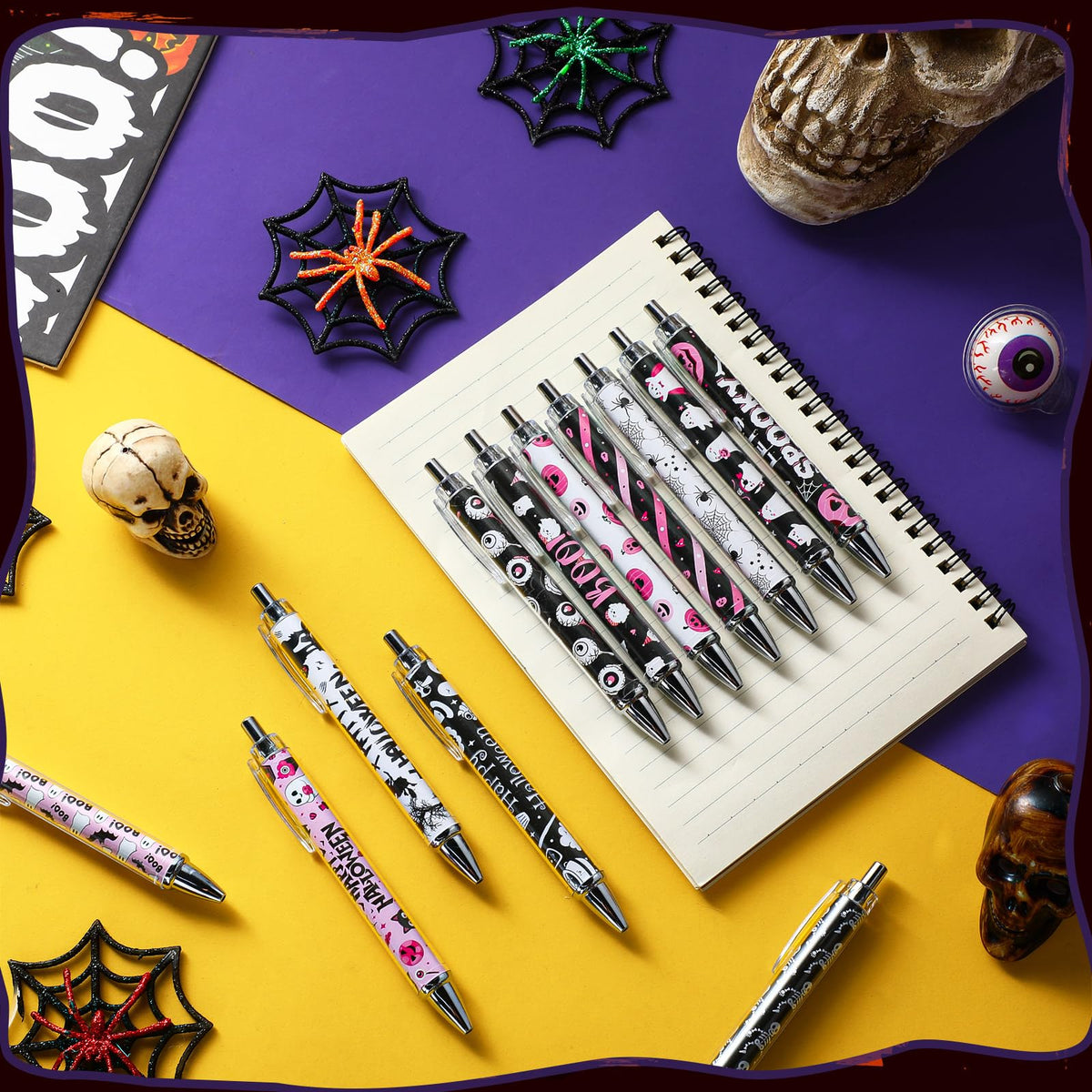 Cholemy 48 Pcs Halloween Pens Bulk Halloween Party Ballpoint Pens