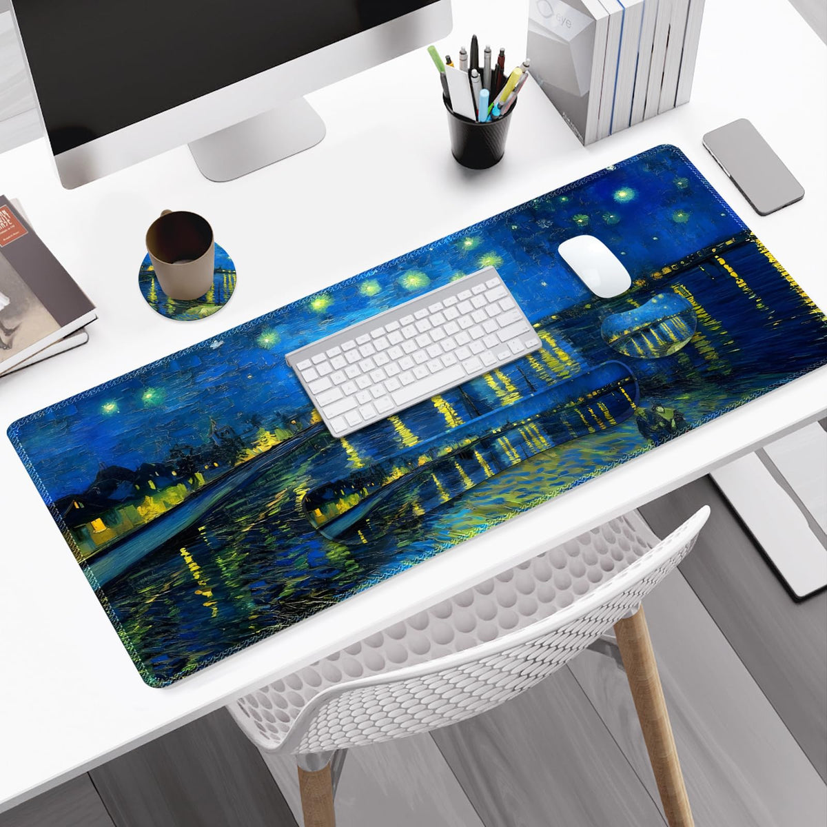 NXZGO Large Gaming Mouse Pad Set, 4 in 1 Ergonomics Keyboard Desk Mat Memory Foam Wrist Rest