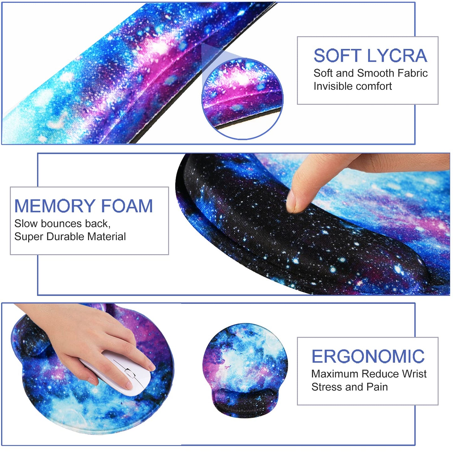 Mouse Pad Keyboard Wrist Rest, Gel Non Slip Rubber Wrist Support Rest Mouse Pad for Home Office