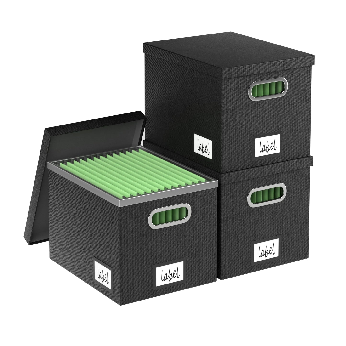 GRSQYS File Organizer Box File Boxes for Hanging Files with Lid Set of 3 Decorative Hanging Folders