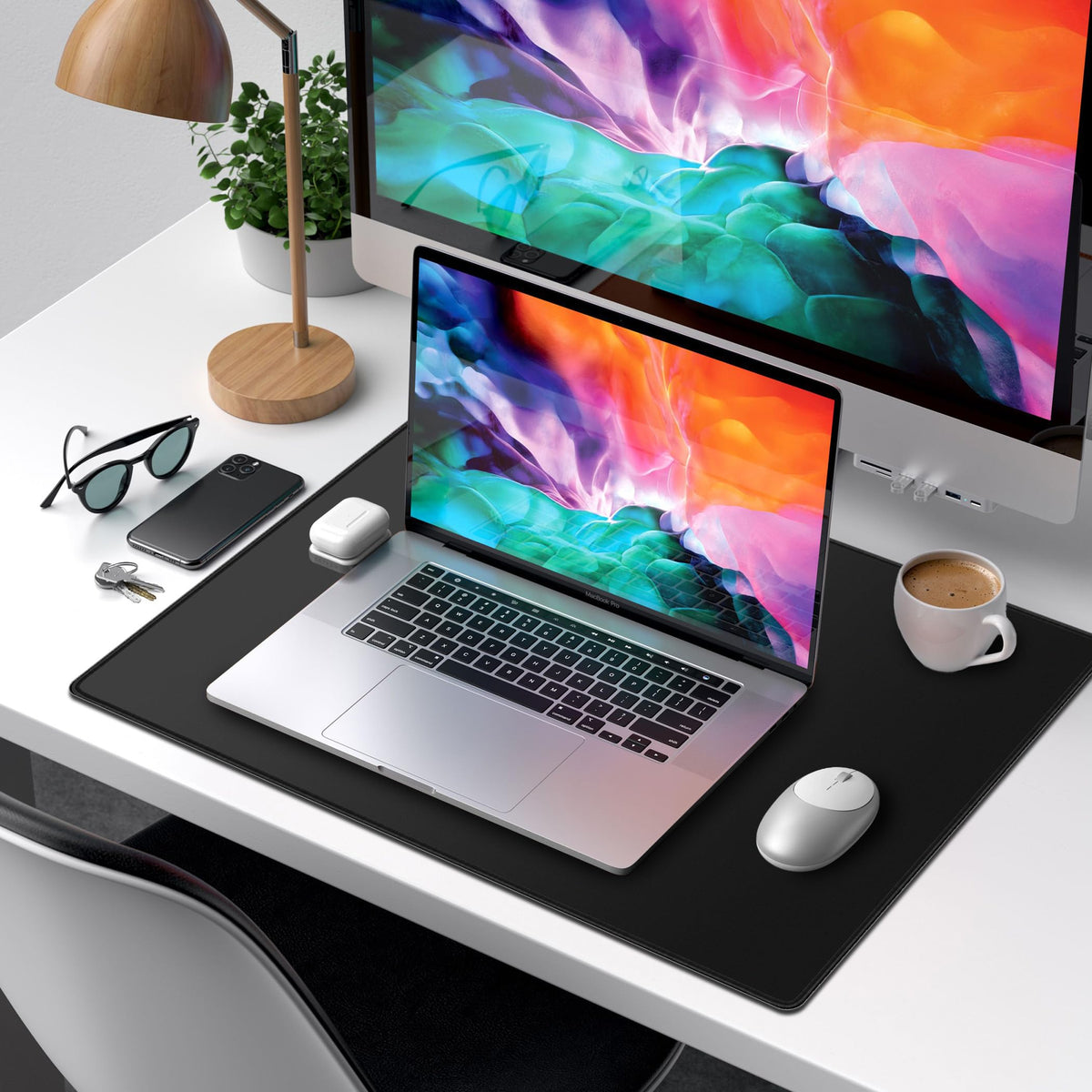 LL-COEUR Black XXL Laptop Mouse Mat 23.6x15.7x0.12inch, Large Desk Protector Pad with Non-Slip