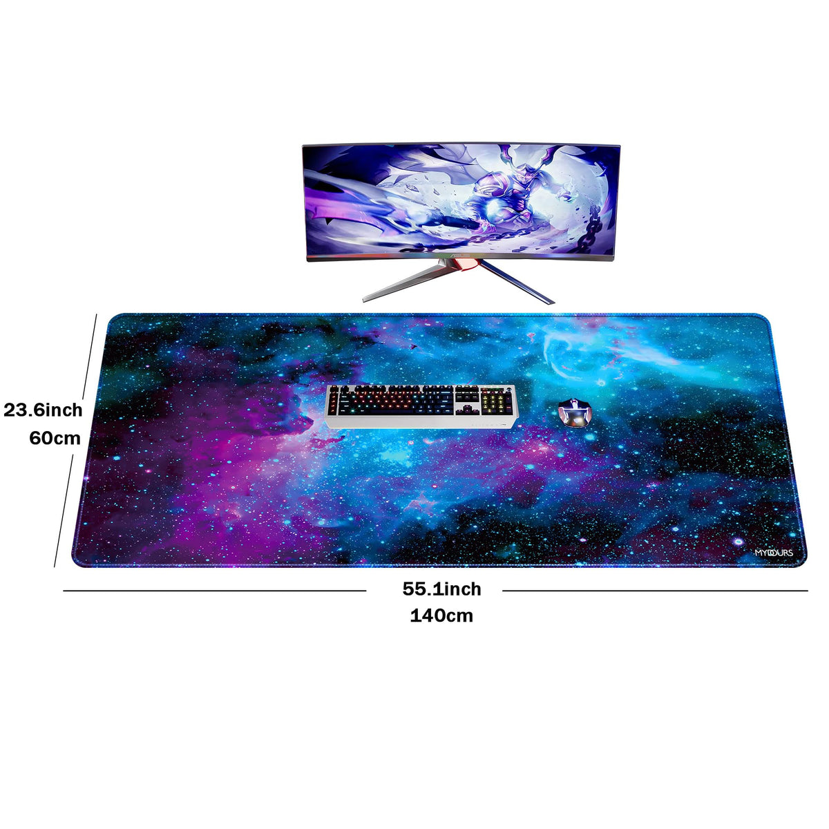 Mydours 55" x 24" Gaming Mouse Pad, XXL Full Desk Pad (Purle Universe)