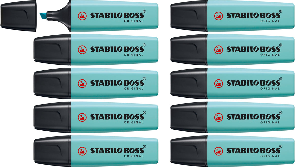 Highlighter - STABILO BOSS ORIGINAL Pastel - Pack of 10 - Touch of Turquoise