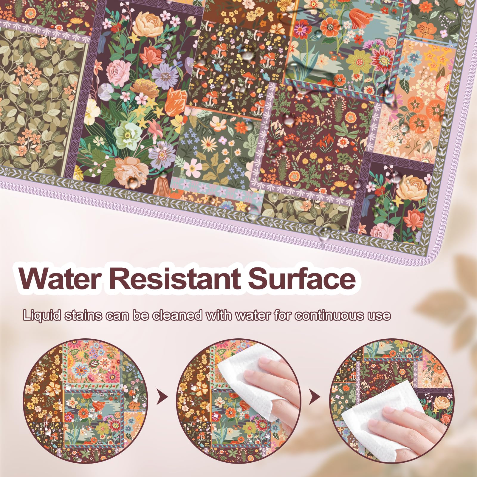 HAOCOO Brown Desk Pad, Waterproof Computer Mat for Home Desk Setup