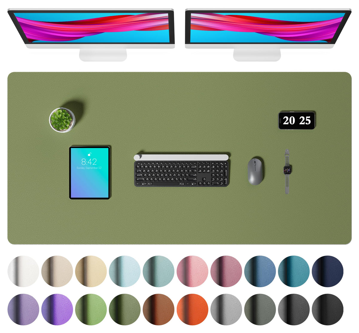Aothia Faux Leather Desk Mat – Large Mouse Pad, Non-Slip PU Leather Blotter, Waterproof Writing