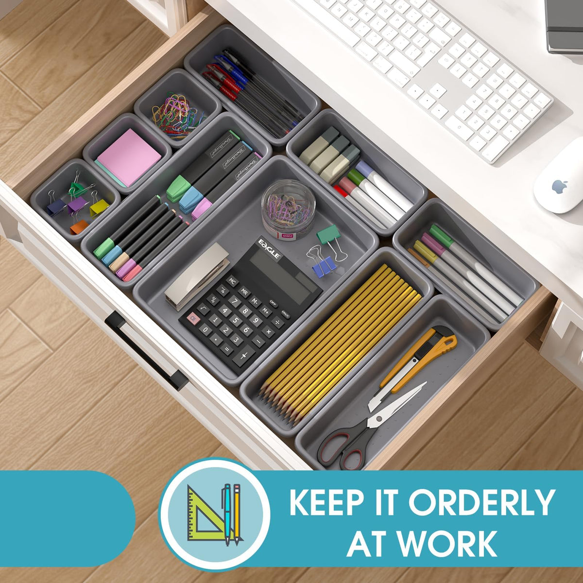 33 PCS Drawer Organizer Set, 4 Size Makeup Drawer Divider Organizer With Non-Slip Pads