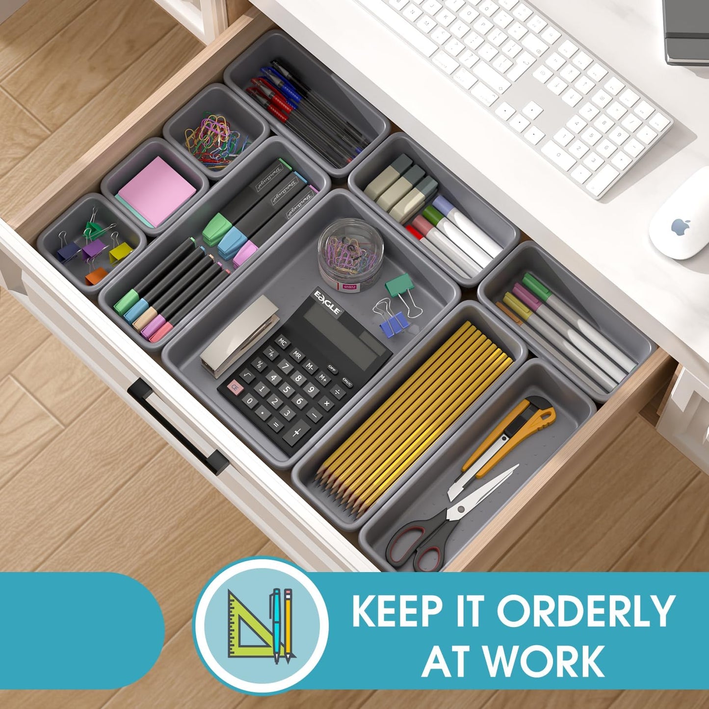 25 PCS Drawer Organizer Set, 4 Size Makeup Drawer Divider Organizer With Non-Slip Pads