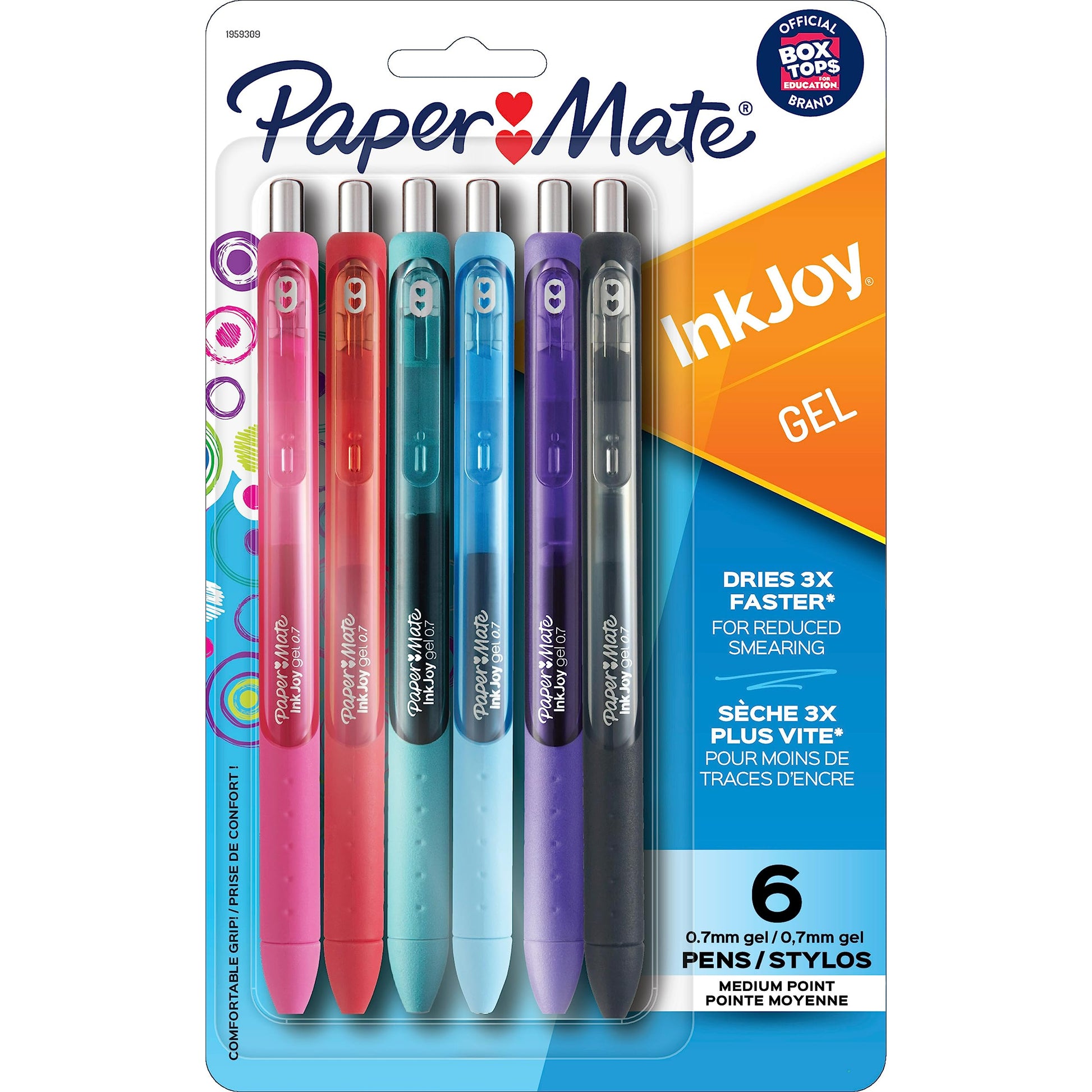 Paper Mate InkJoy Pens, Gel Pens, Medium Point (0.7 mm), Assorted, 6 Count