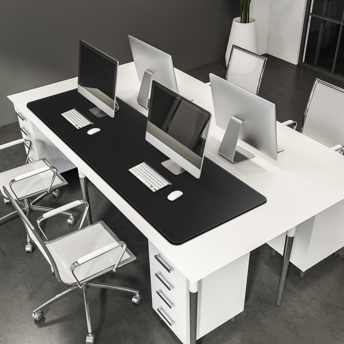 CENNBIE Leather Desk Mat Large, 63" x 19.6" Desk Pad Protector(Black)