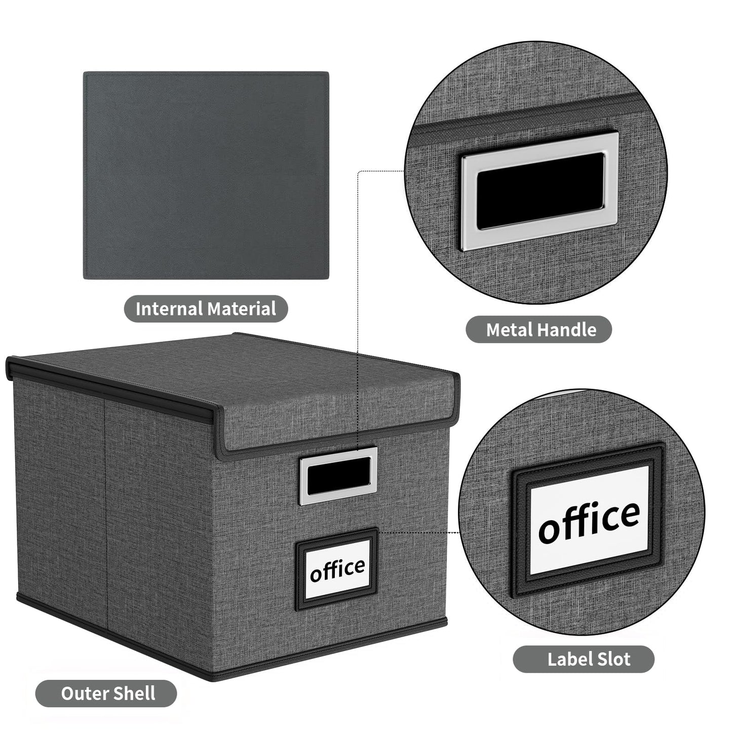 Huolewa File Organizer Box with Lids, Collapsible File Folder Organizer