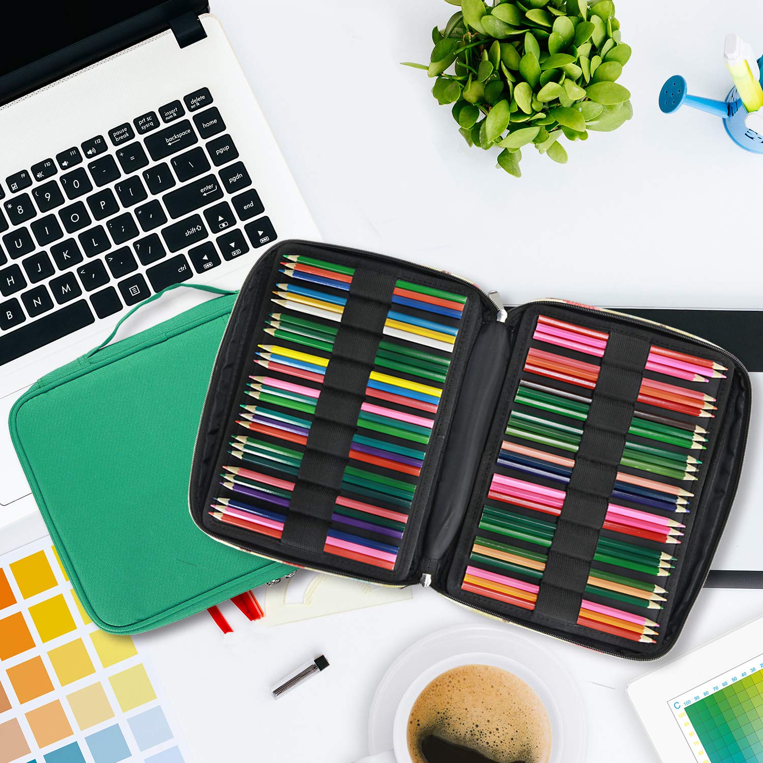 YOUSHARES 166 Slots Colored Pencil Case, 110 Slots Gel Pens fo Coloring Case Organizer, Handy