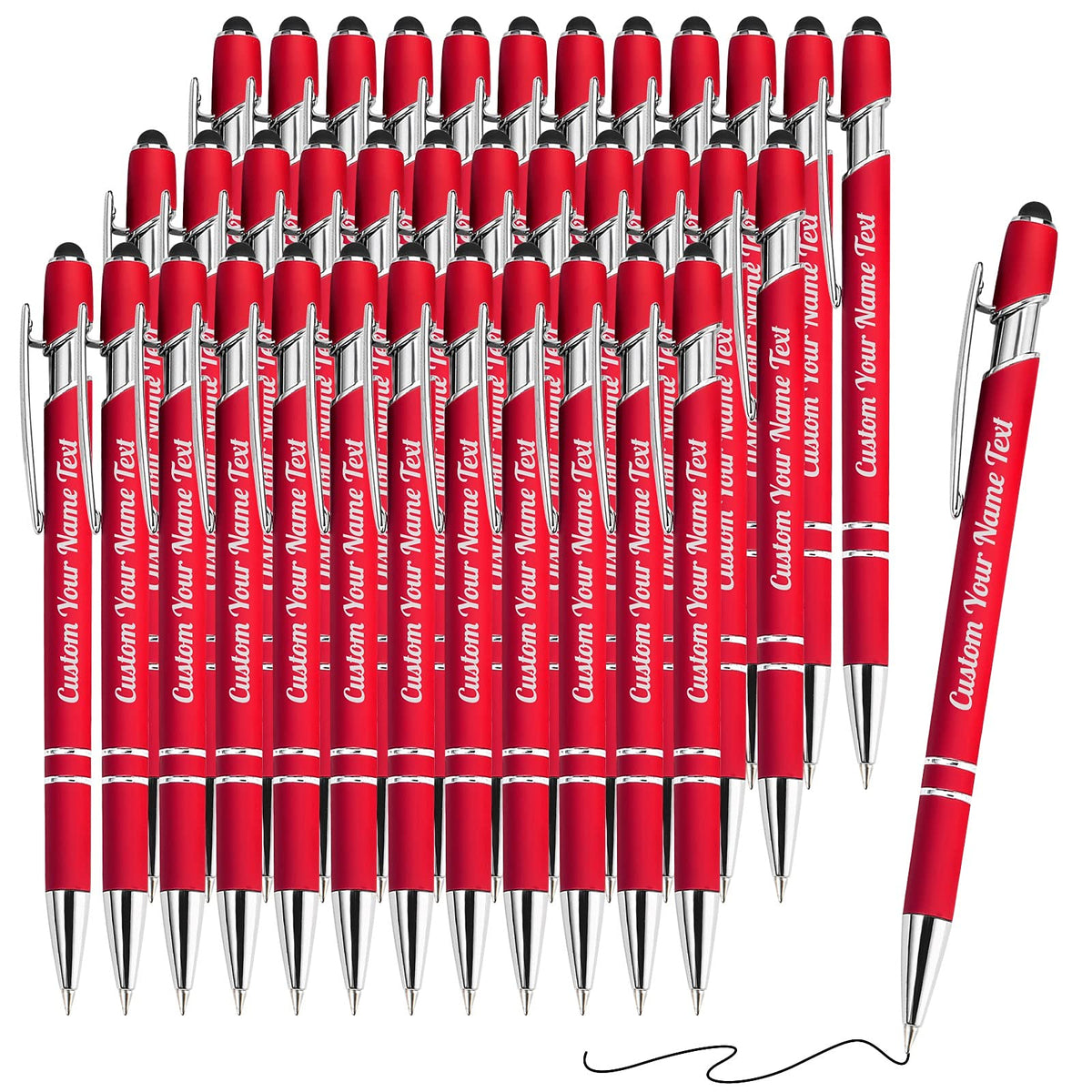 36PCS Personalized Pens Bulk with Name Free Engraving,Custom Ballpoint Pens with Stylus,Engraved