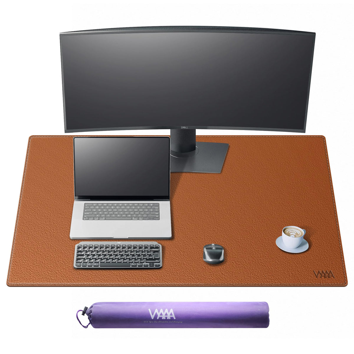 Vyaaa Leather Desk Pad, 40“ x 24” XXL Large Desk Mat, Large Mouse Pad on Top of Desks for Computer