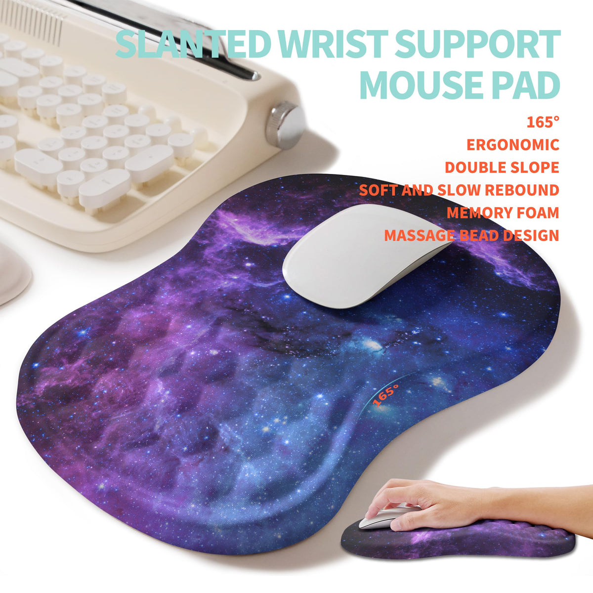 KUOSGM 2-in-1 Ergonomic Set, Wave Rise Keyboard Wrist Rest and Massage Bulge Slope Mouse Pad Wrist