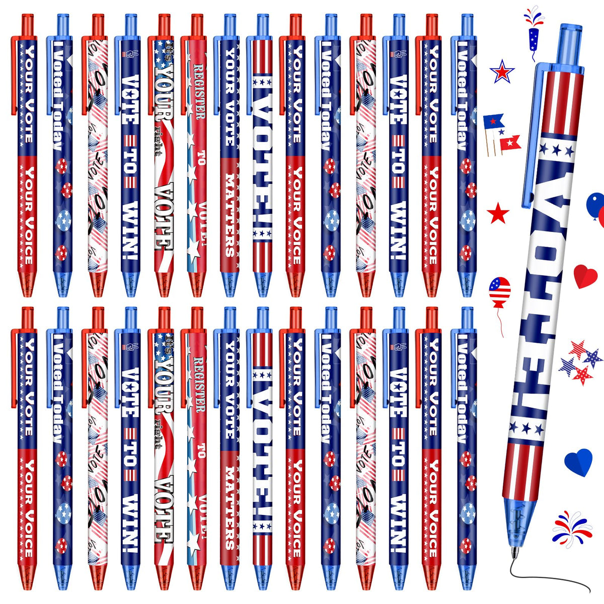 Leinuosen 240 Pieces Vote Pens Bulk 250th Anniversary USA American Flag Ballpoint Pens Your Vote