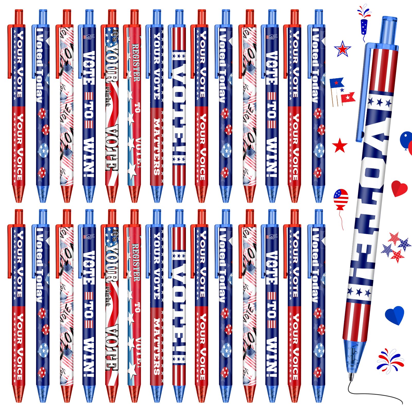 Leinuosen 240 Pieces Vote Pens Bulk 250th Anniversary USA American Flag Ballpoint Pens Your Vote
