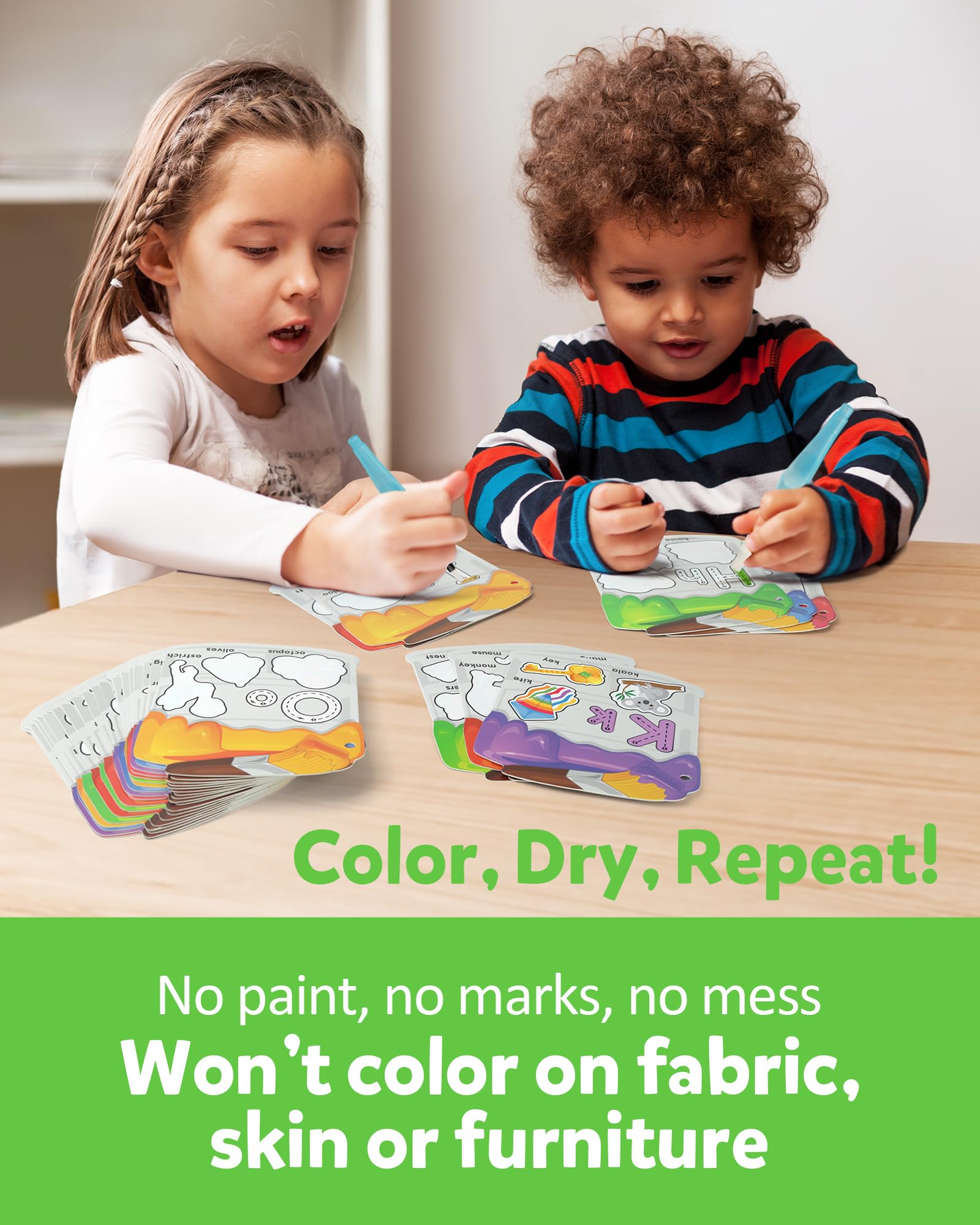 Coogam Water Painting Cards with Learning Alphabet, Reusable Aqua Painting Doddle Vocabulary Flash