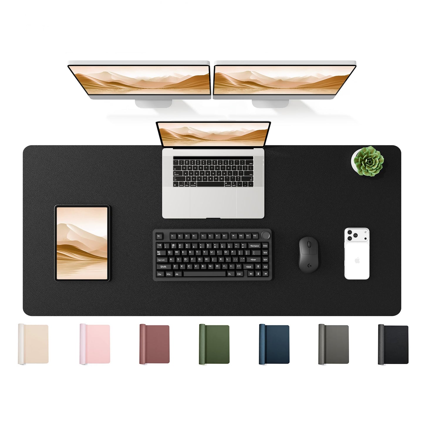 YSAGi 47.2" x 17" Large PU Leather Desk Mat for Keyboard and Mouse - Waterproof Non-Slip Desk Pad
