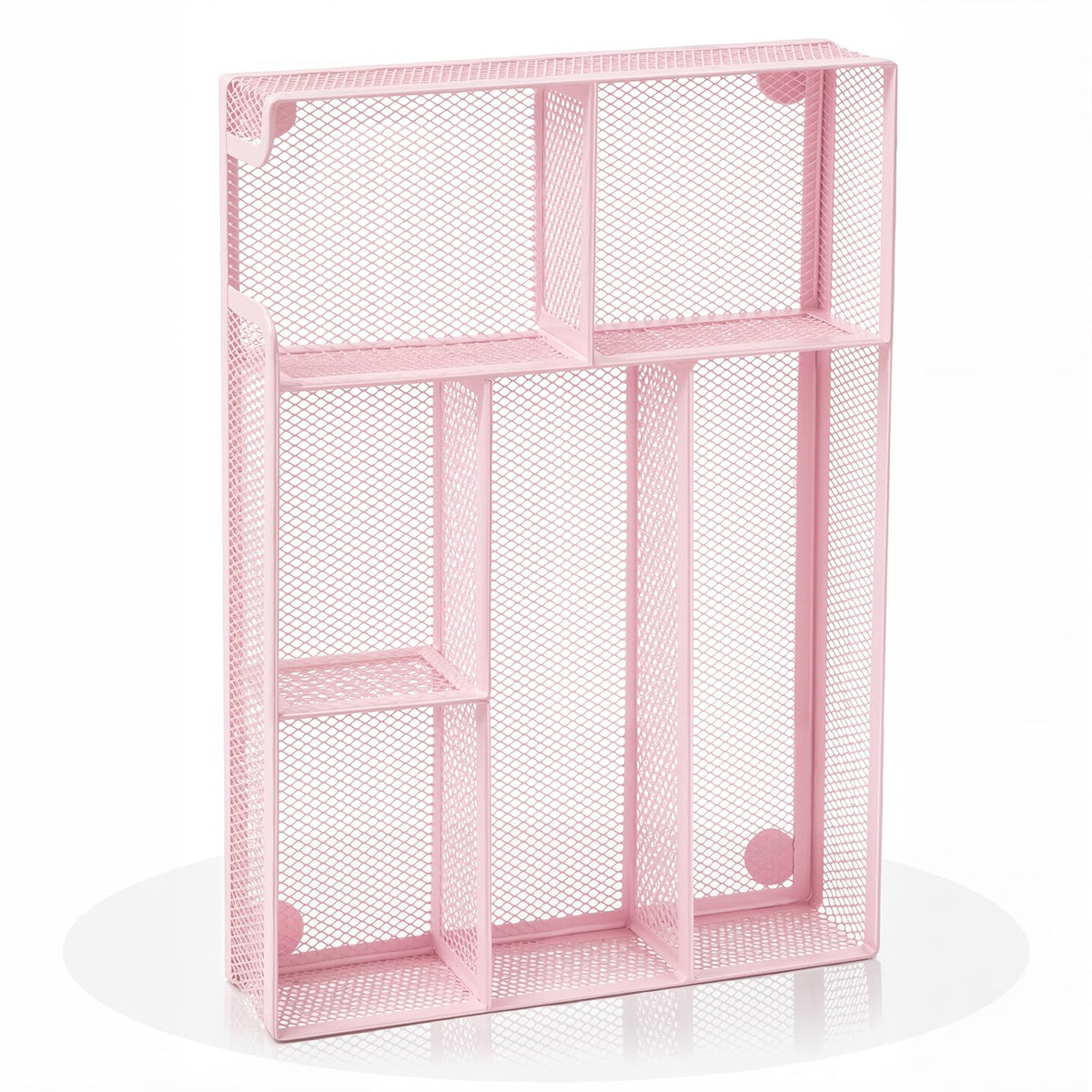 Desk Drawer Organizer, Office Drawer Divider Organizer Tray with 6 Compartments, Metal Mesh Desktop