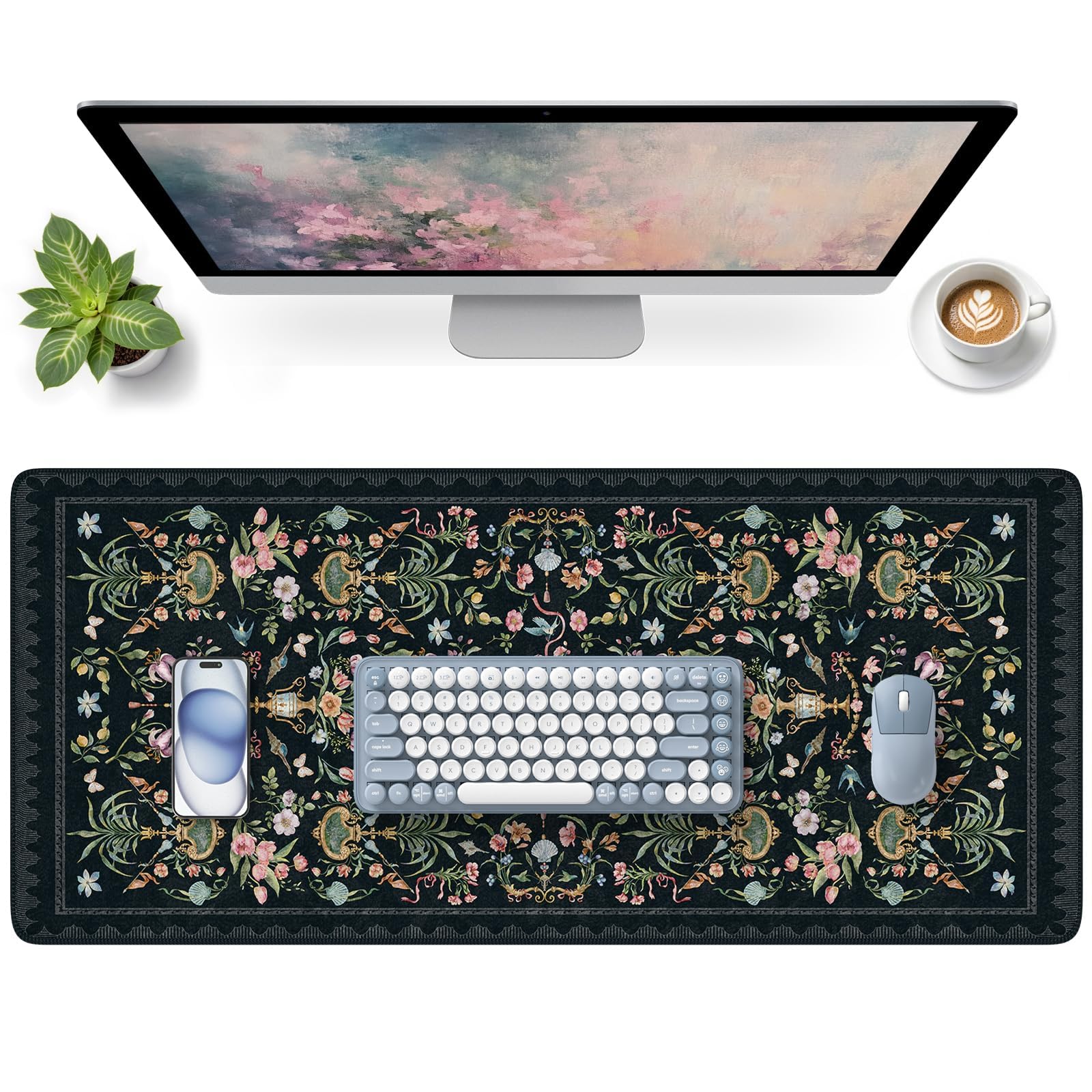 HAOCOO Black Desk Mat, 35.4" x 15.7" Computer Pad for Office Work Home