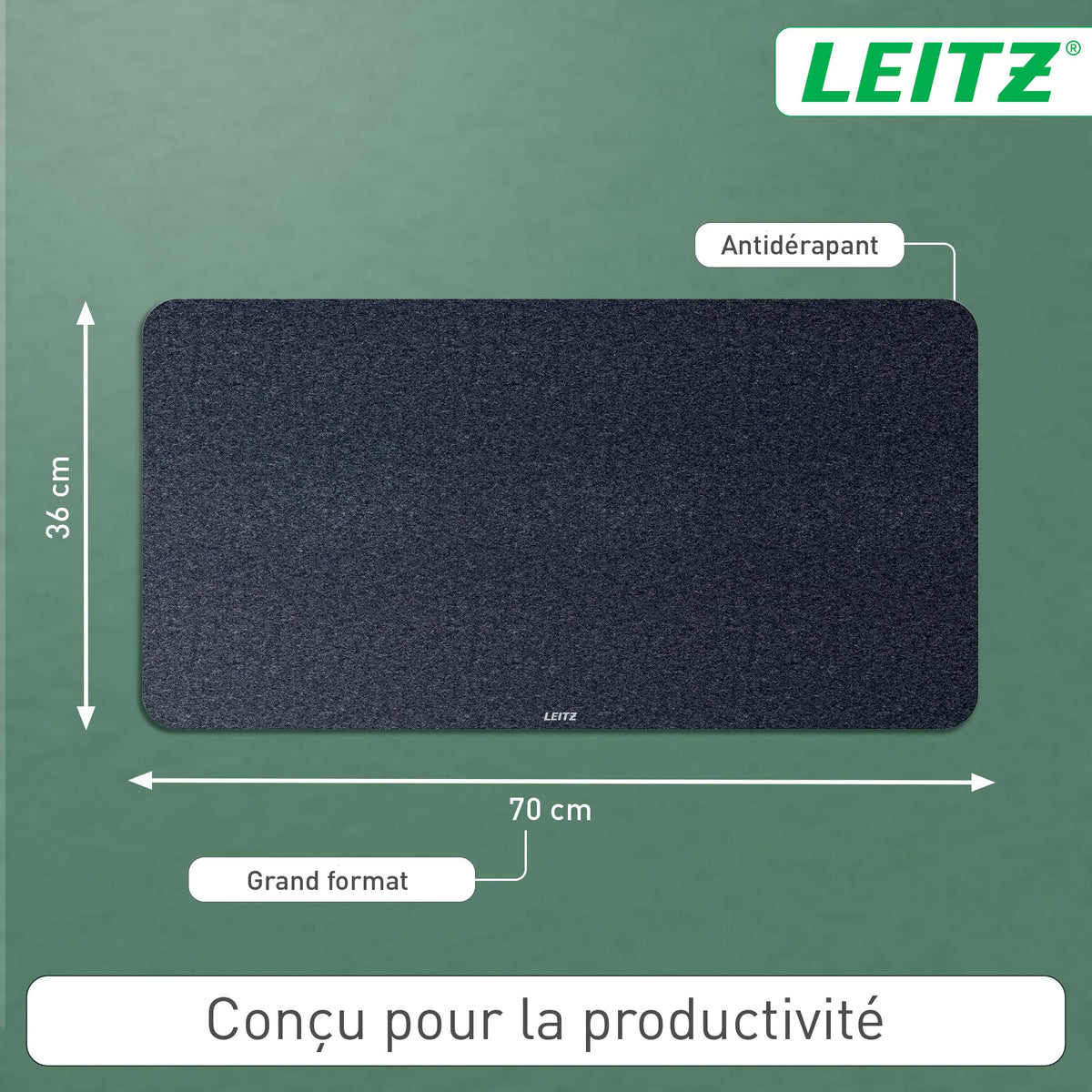 Leitz Large Felt Desk Pad, Felt Desk Pad, Non-Slip Soft Surface Keyboard Mouse Pad for Office or