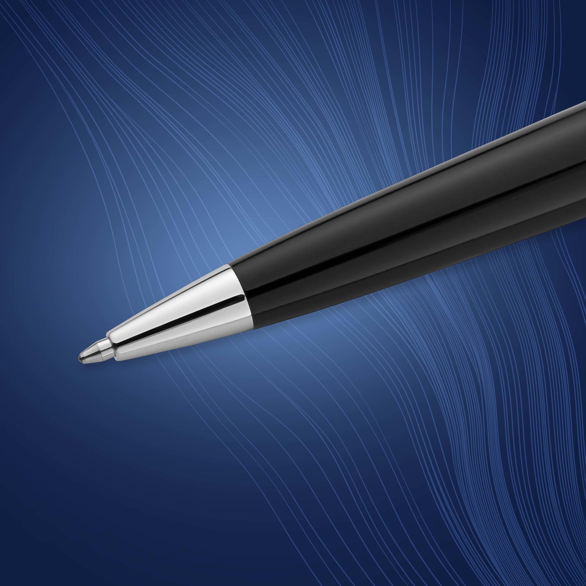 Waterman Expert Ballpoint Pen, Gloss Black with Chrome Trim, Medium Tip, Blue Ink, Luxury Pen in
