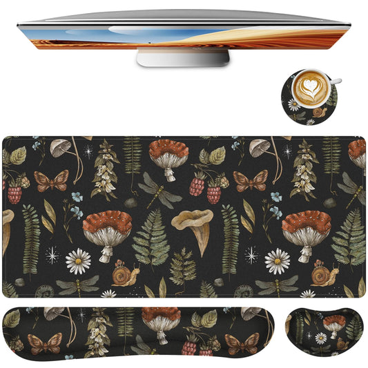 Mouse Pad Set Large Desk, Desk Matt for Desktop with Wrist Rest,Anti-Slip XXL Big Computer