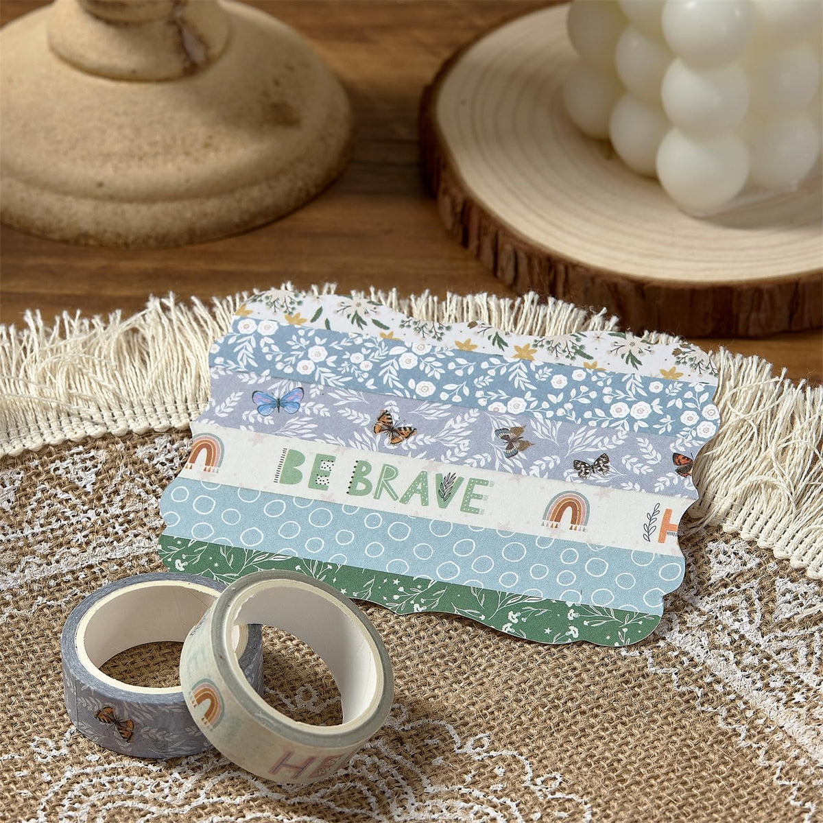 YUBX Boho Washi Tape Set 10 Rolls Cute Masking Graphic Floral Pattern Decorative Tapes for Arts