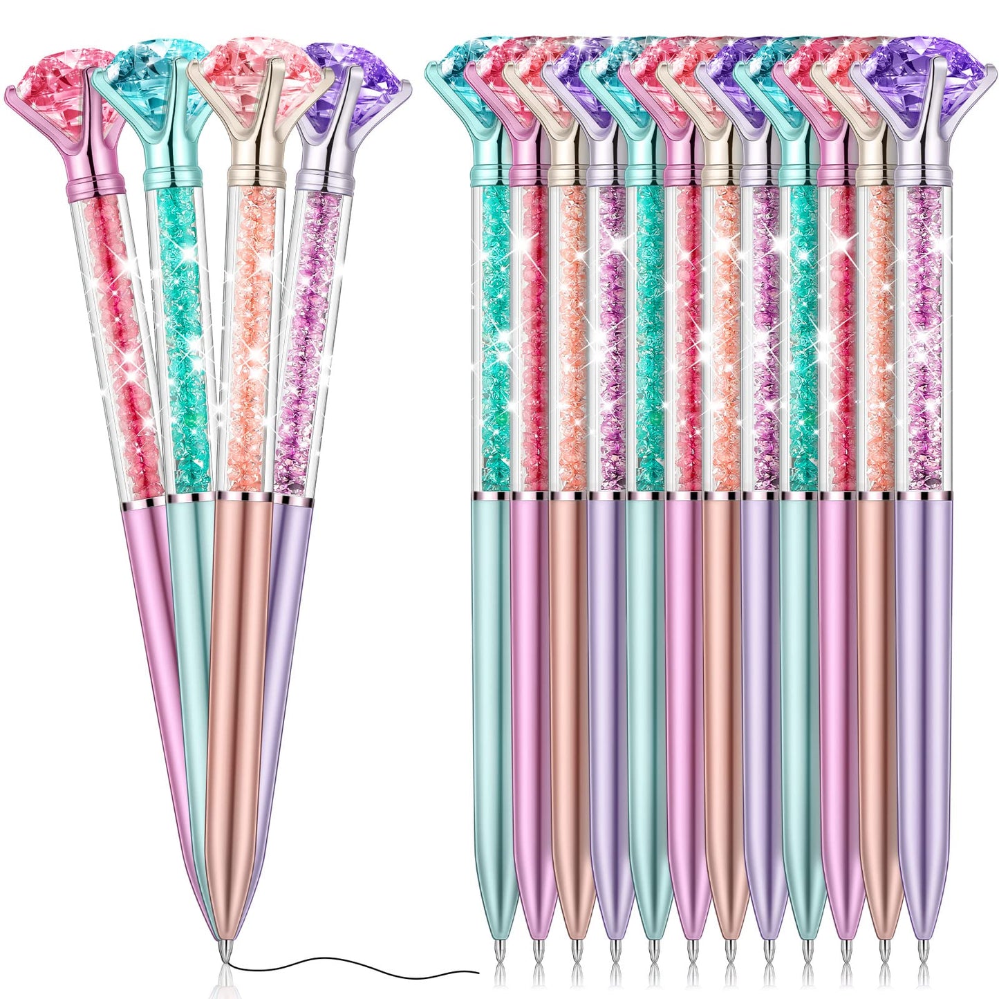 Zhehao 60 Pcs Diamond Pens Bulk Crystal Top, Rhinestone Pens, Classic Color