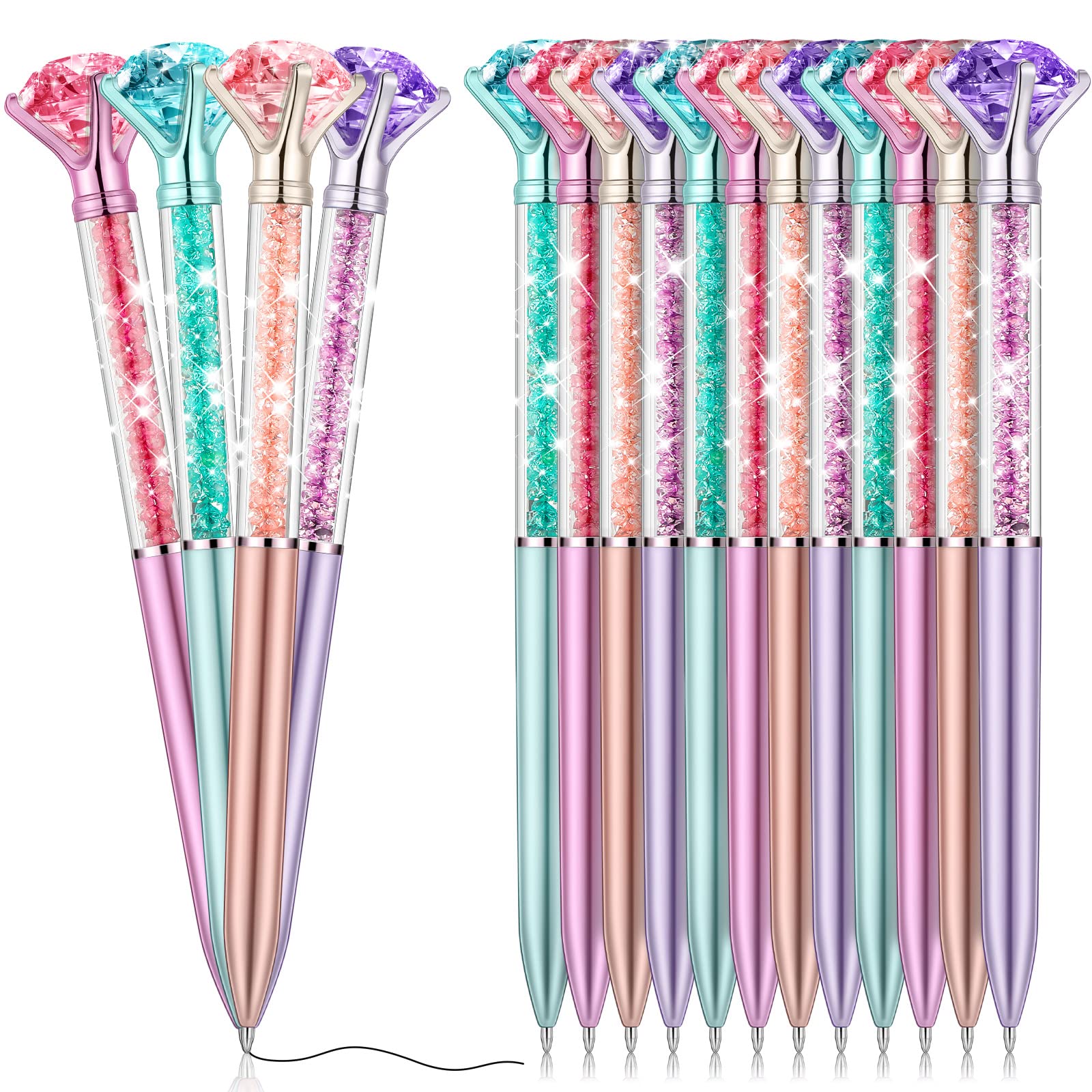 Zhehao 60 Pcs Diamond Pens Bulk Crystal Top, Rhinestone Pens, Classic Color