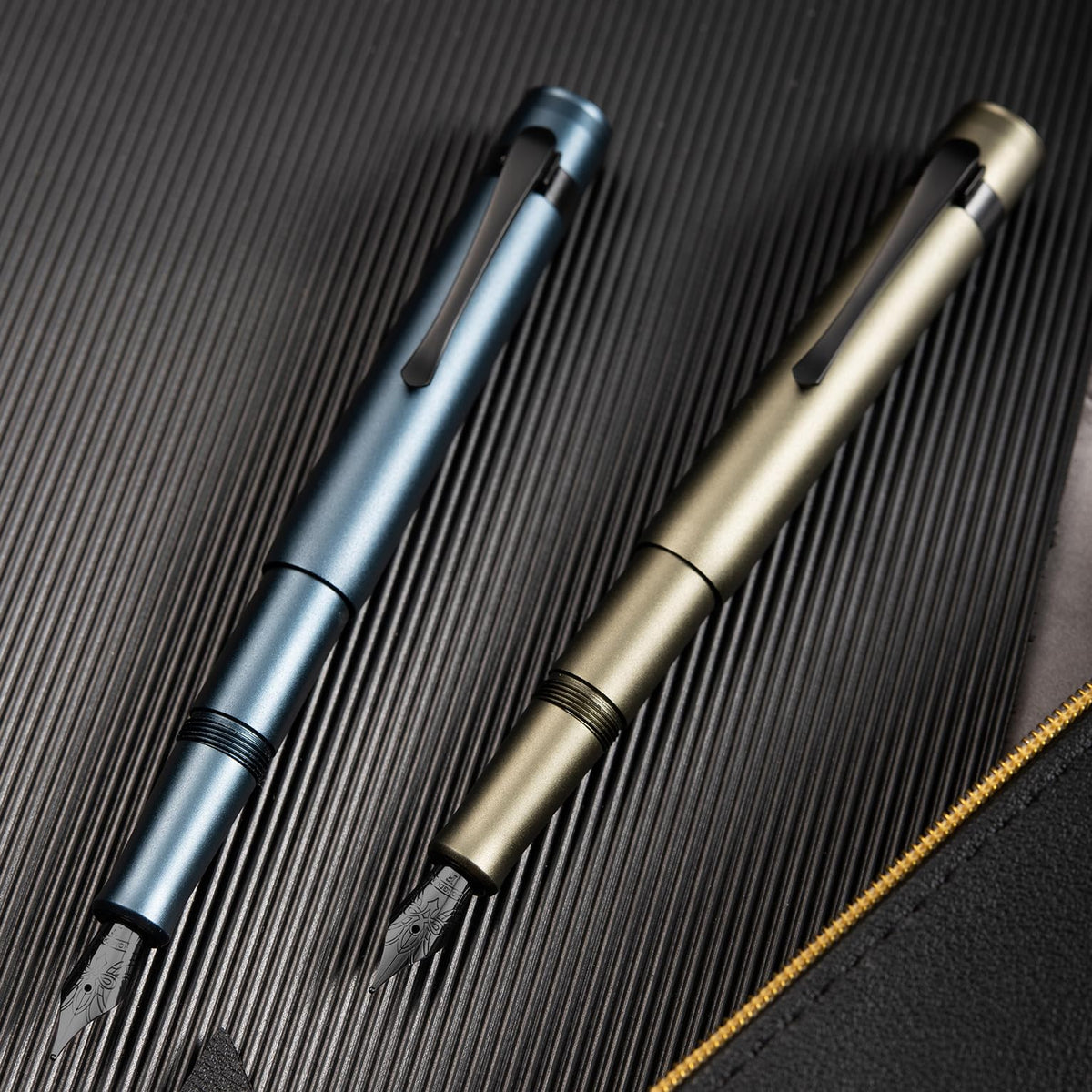 HONG DIAN M2 Black Forest Mini Fountain Pen, Fine Soft Nib & Sleek Shape Aluminium Short Pocket