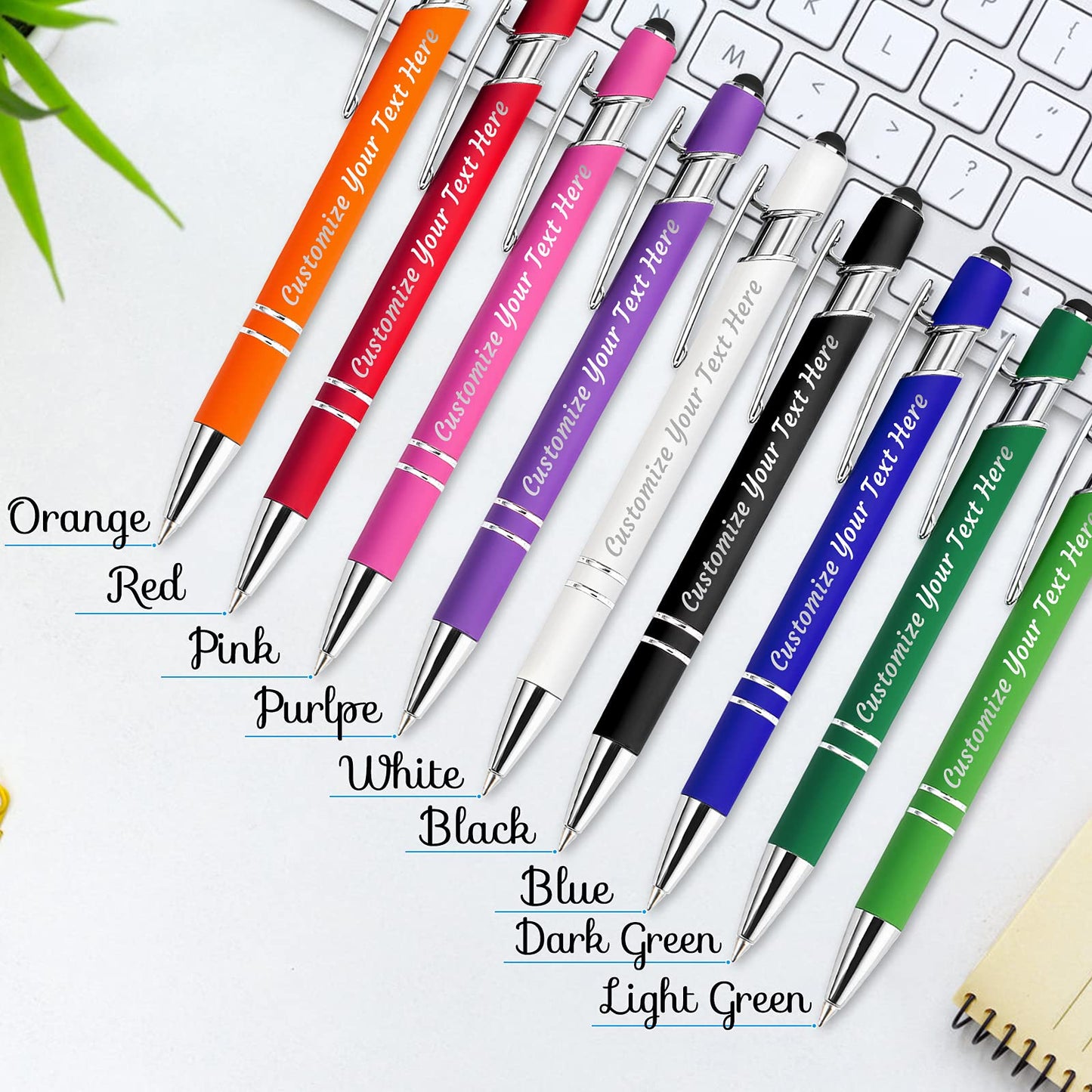 YanNanKe 12 PCS Custom Pens Personalized Bulk, Customized Engraving Ballpoint Pens with Stylus Name