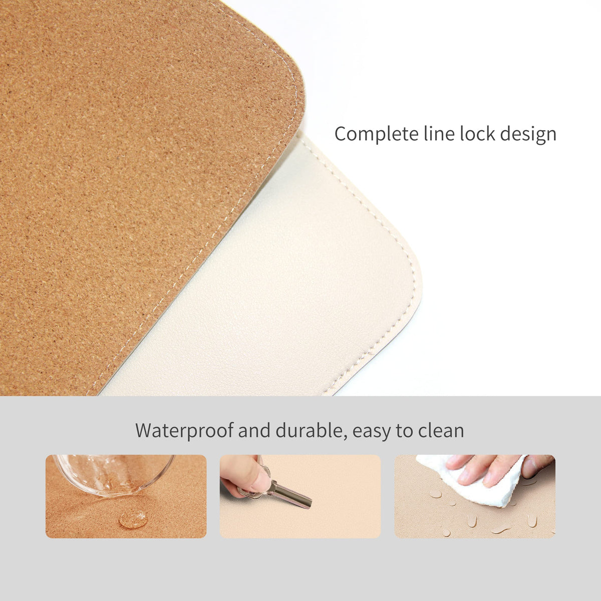 RENMTURE Dual-Sided Mouse Pad, Natural Cork & PU Leather Large Desk Pad for Office and Home Work