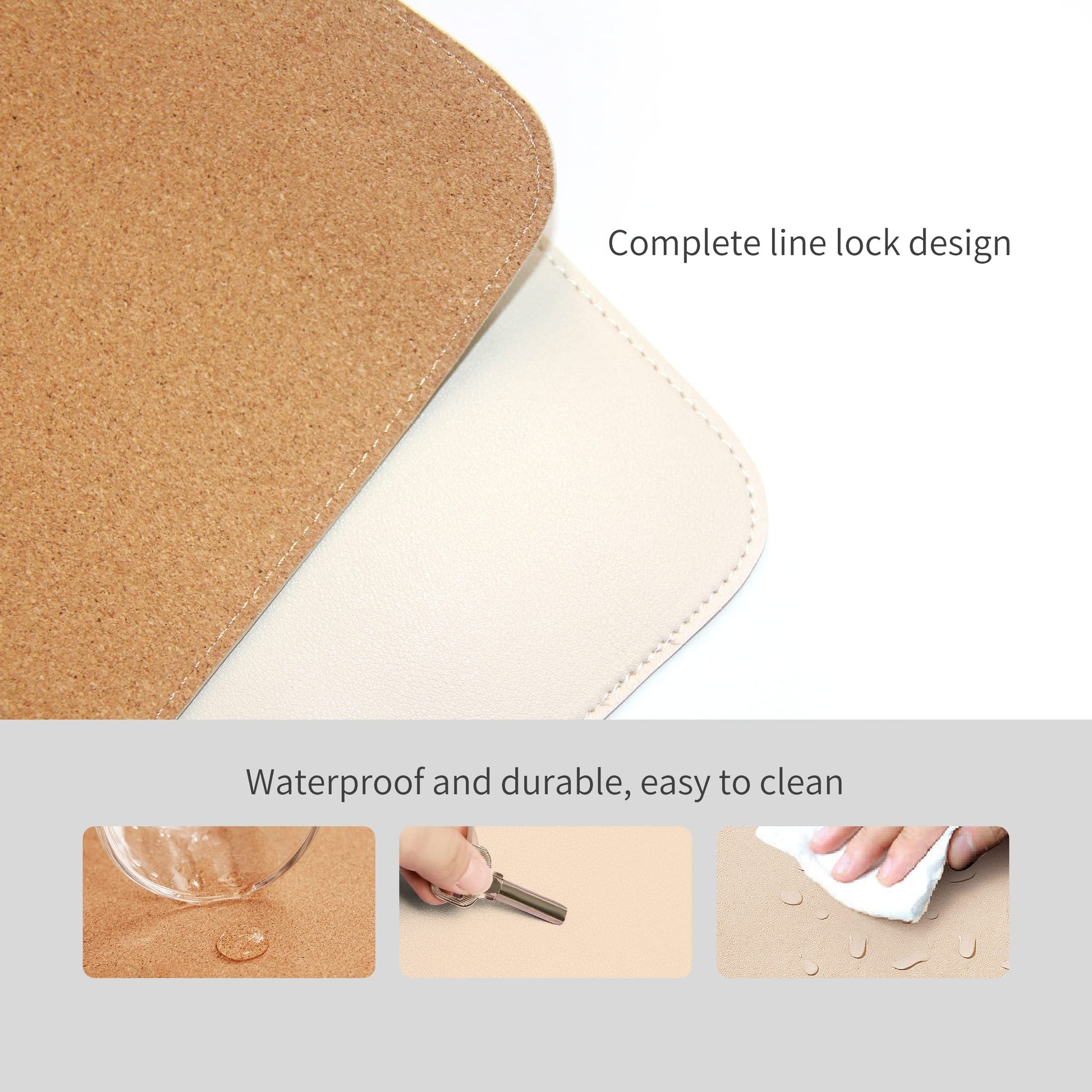 RENMTURE Dual-Sided Mouse Pad, Natural Cork & PU Leather Large Desk Pad for Office and Home Work