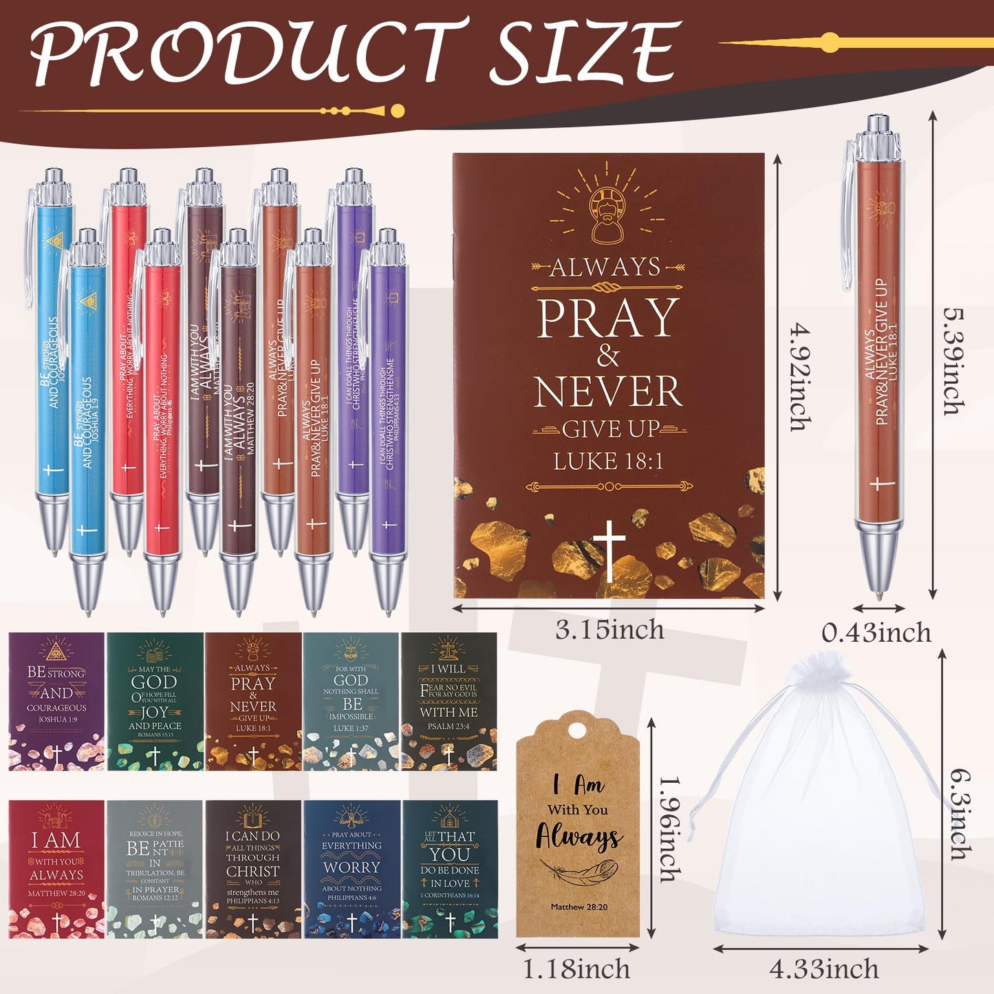 Qeeenar 200 Pcs Christian Gift Bulk Set Bible Verse, Multicolor, Classic