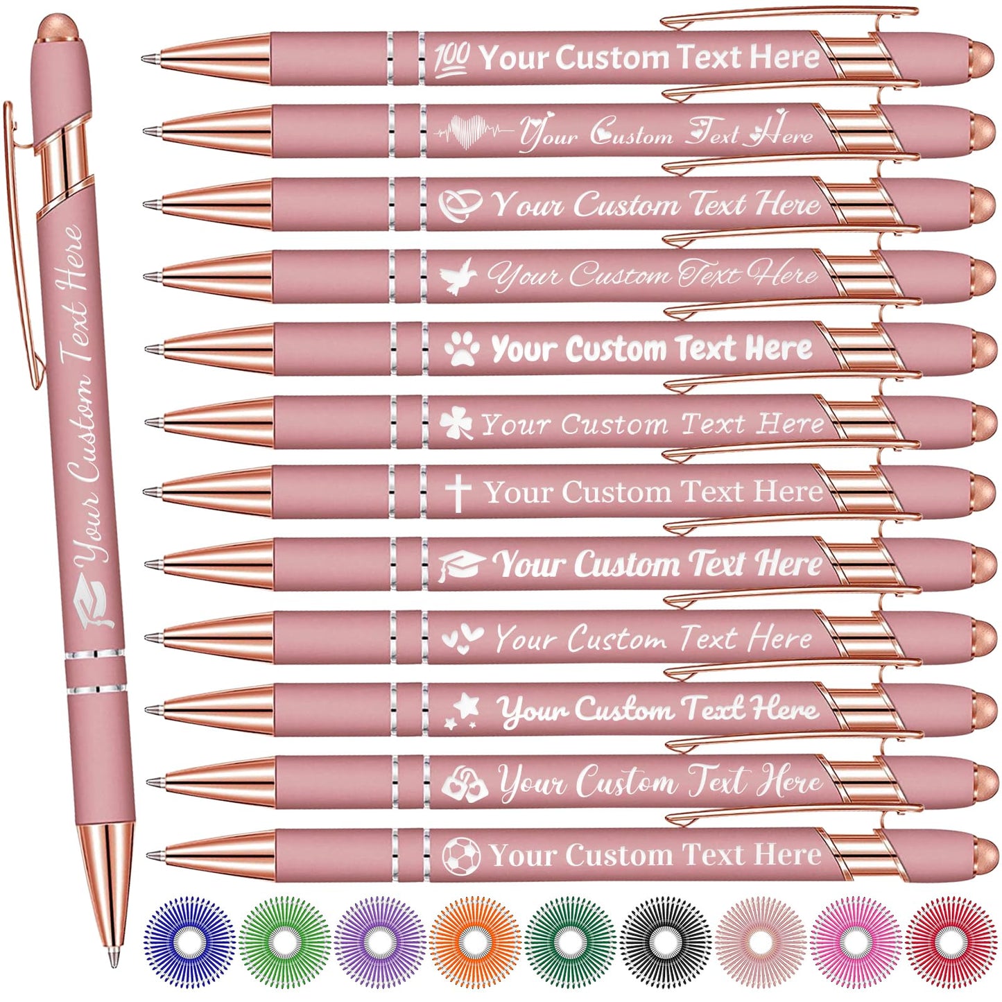 MaWeeTn Personalized Pens with Name, Custom Pen Customized, 0.5 mm Engraved Ballpoint Pens Bulk