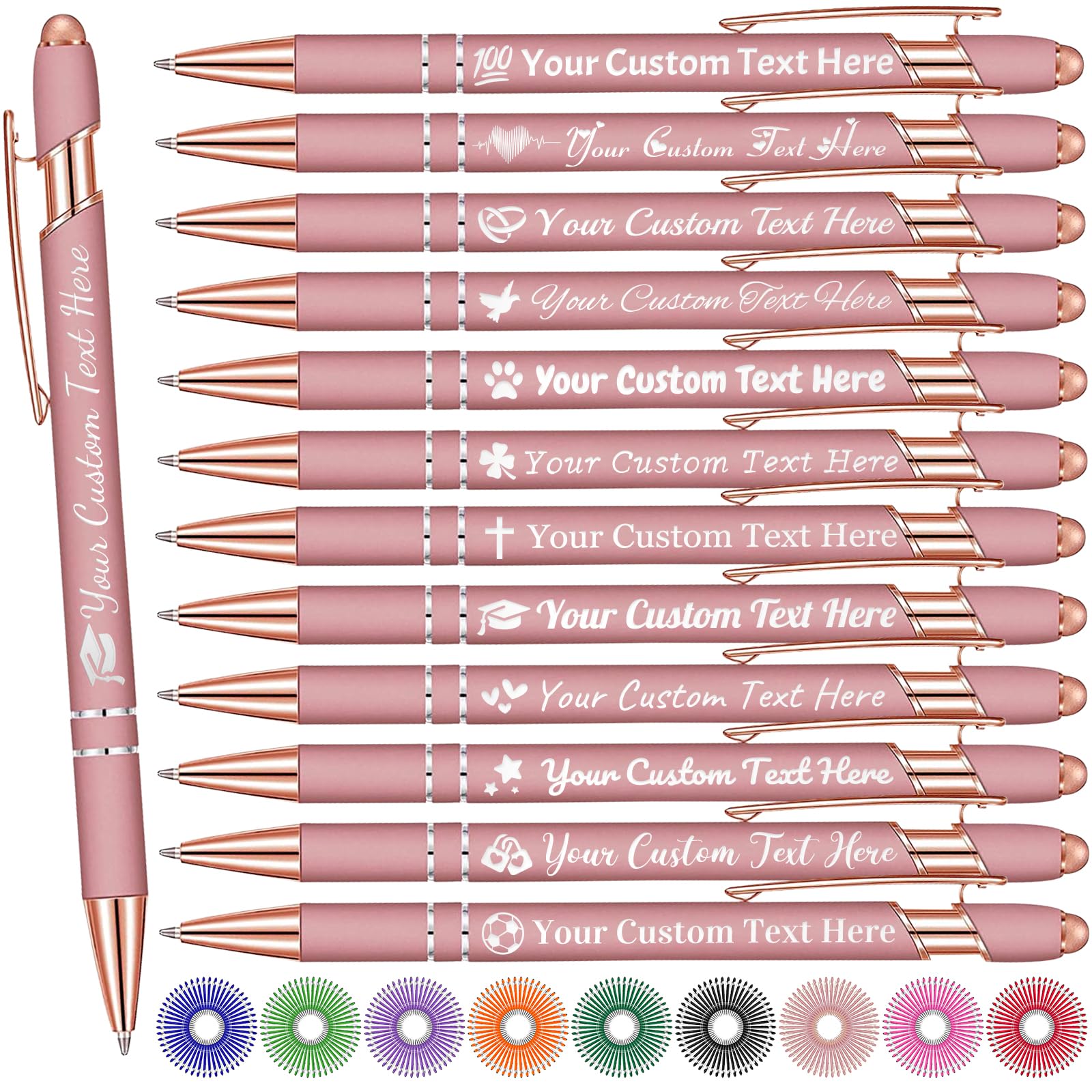 MaWeeTn Personalized Pens with Name, Custom Pen Customized, 0.5 mm Engraved Ballpoint Pens Bulk