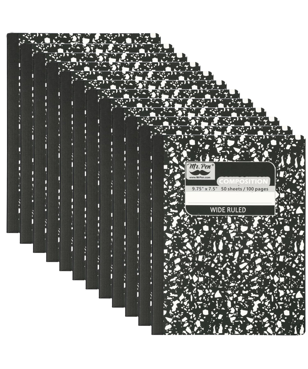 Mr. Pen- Composition Notebooks Bulk, 12 Pack, Wide Ruled, 600 Sheets