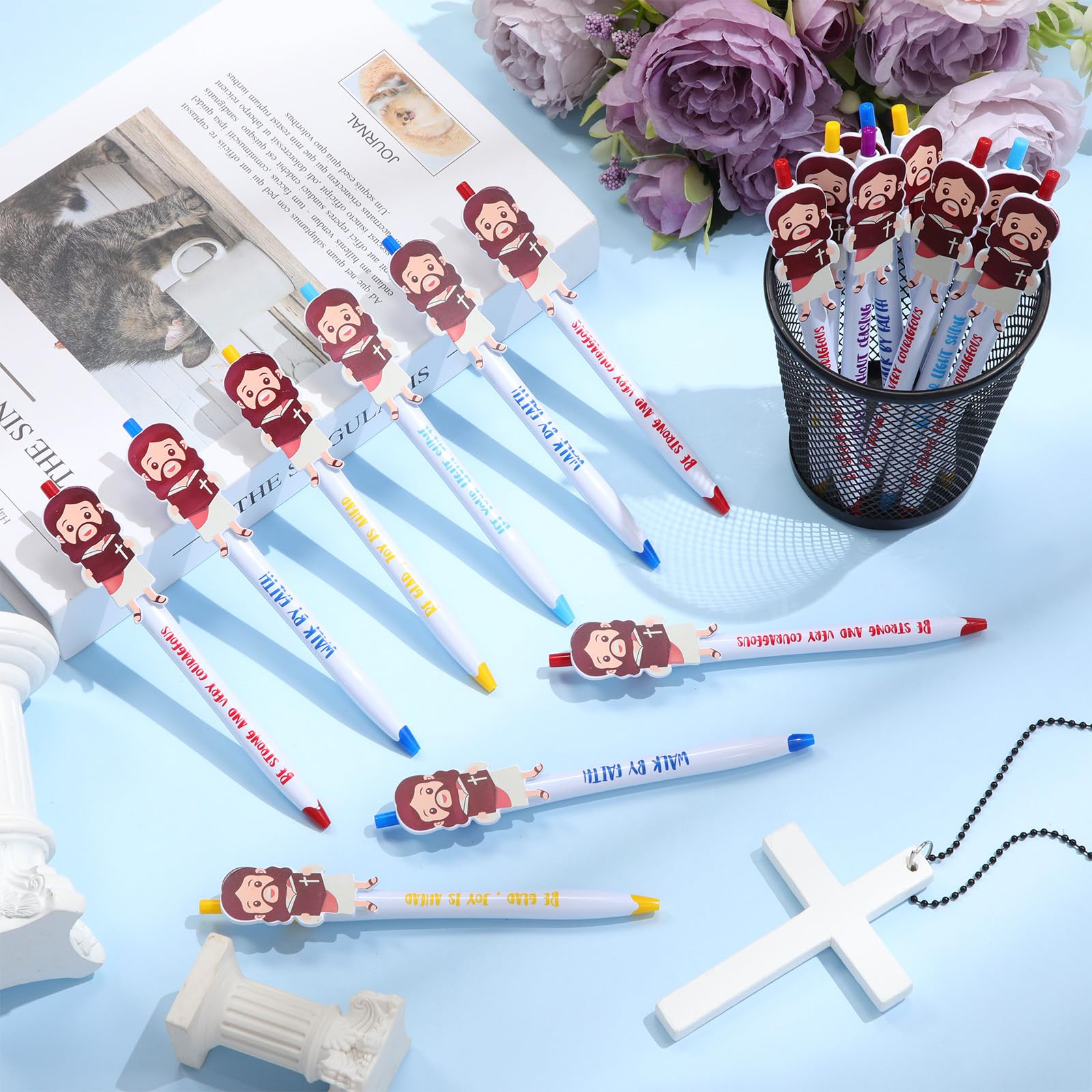 CroBlissful 48 Pcs Christian Jesus Pens for Kids, Back to School Supplies