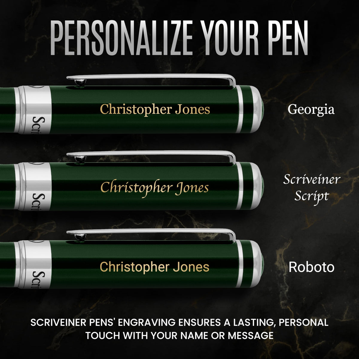 Scriveiner Personalized British Racing Green Ballpoint Pen - Stunning Green Lacquer Luxury Pen with
