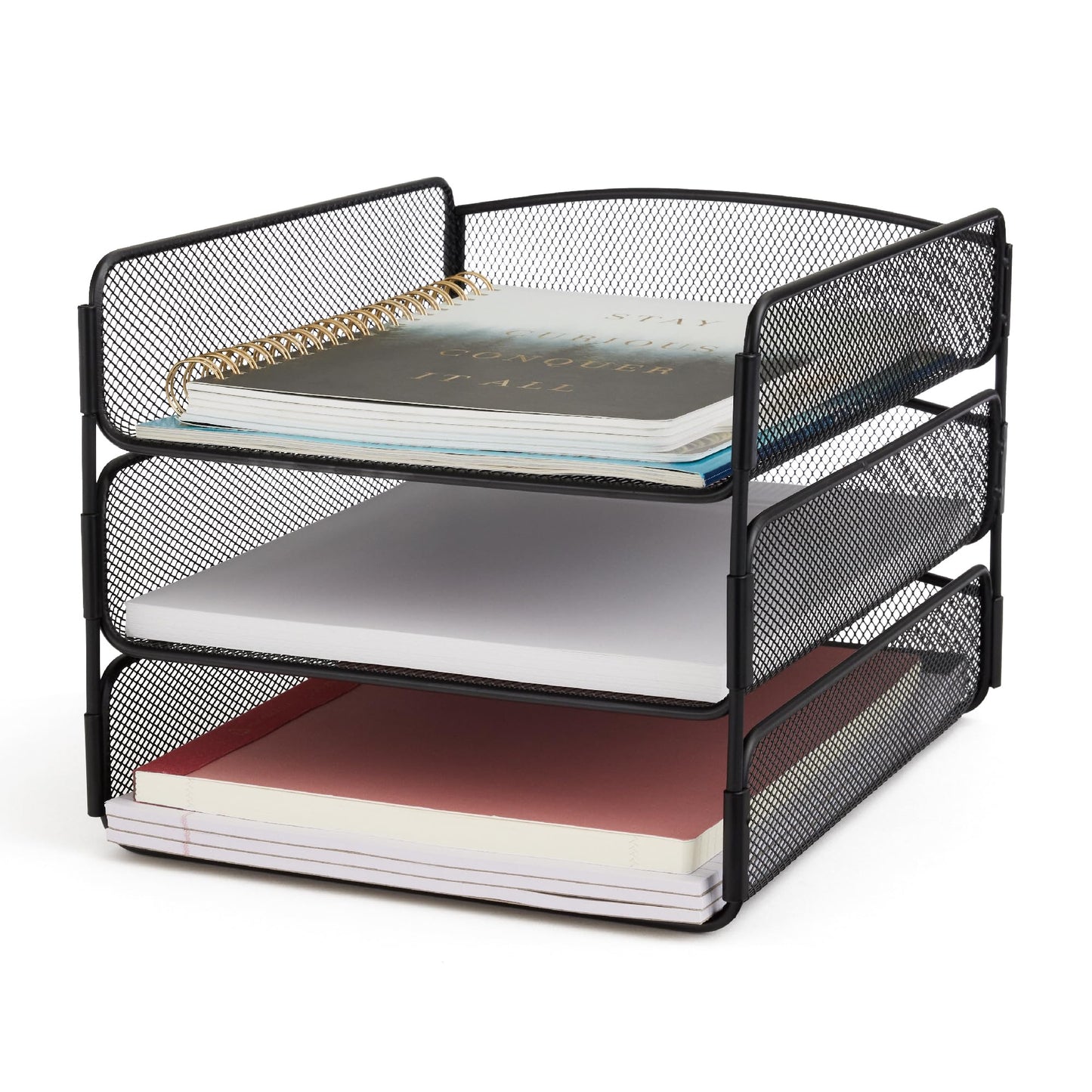 Safco Onyx Desk Organizer, 3 Trays, Office and Classroom Mailbox, Paper and Mail Sorter, Steel