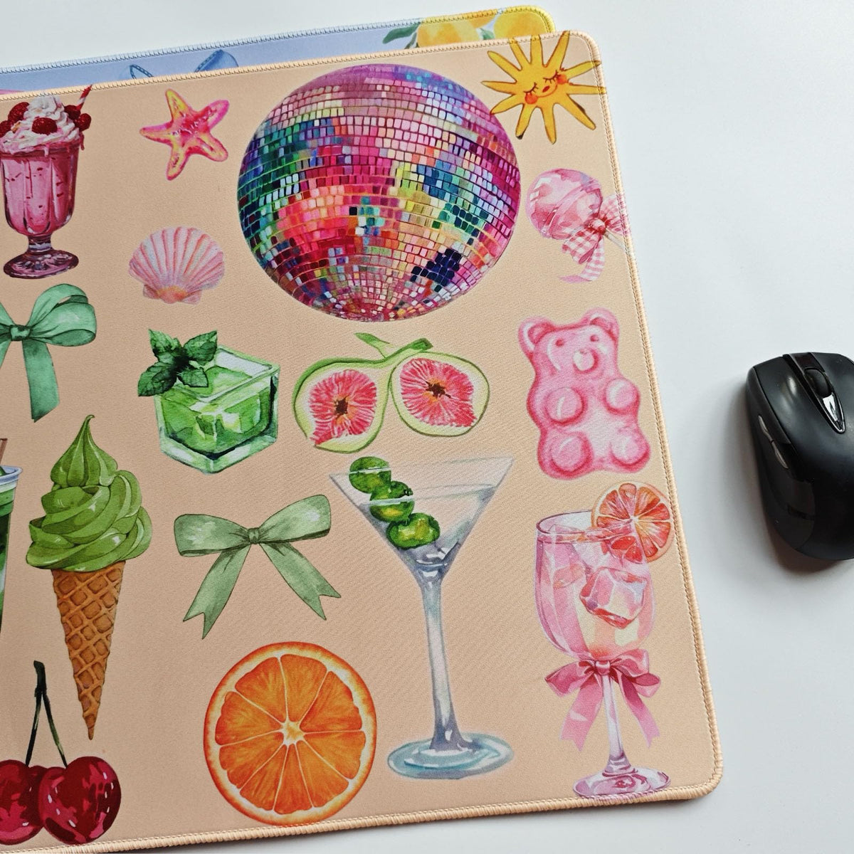 Nasdalgias Cute Pink Boho Pastel Desk Mat Colorful Desk Mat for Keyboard and Mouse XXL Large Mouse