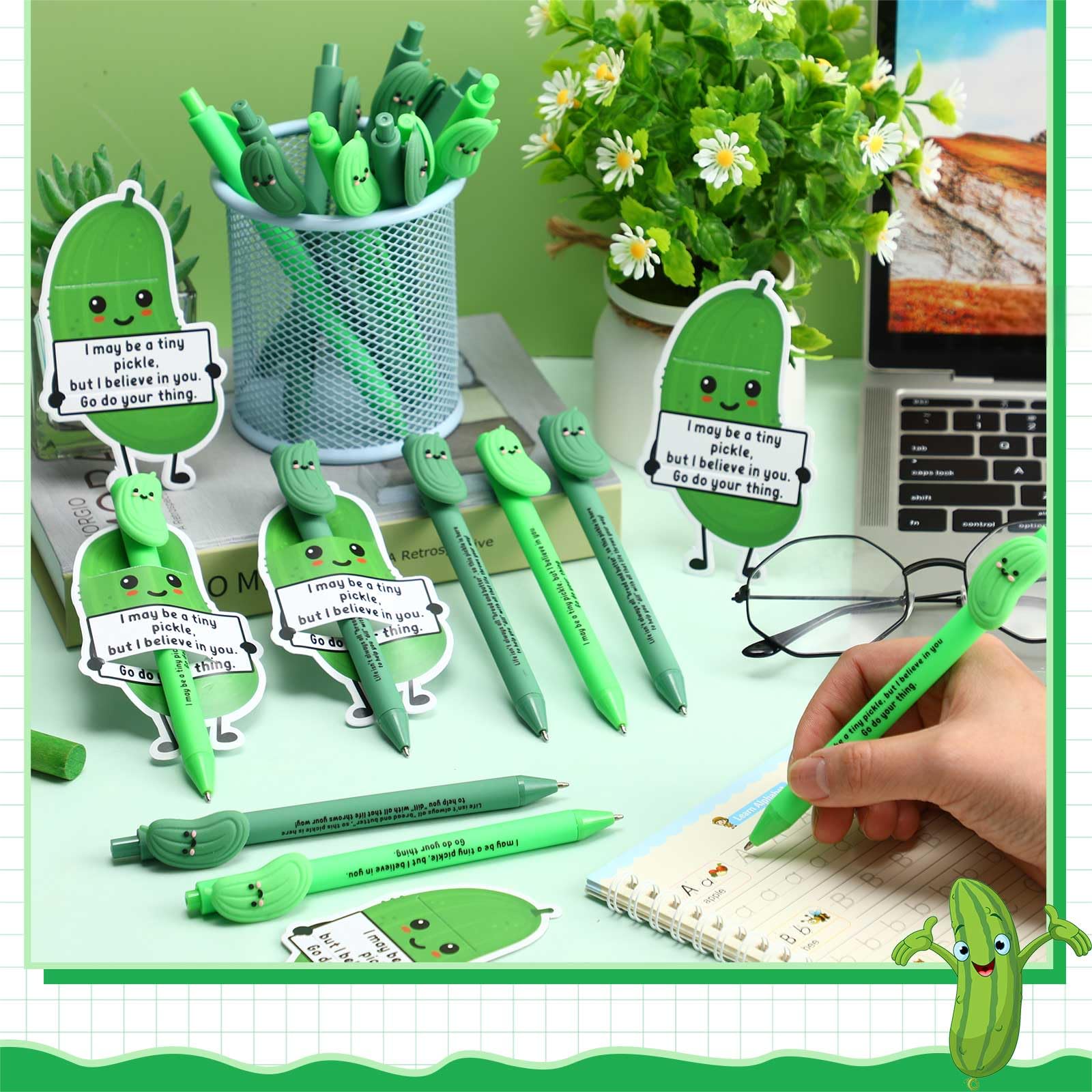 MotiMind 40 Sets Pickle Pen for Coworkers Bulk Back to School Gifts Funny Emotional Bulk Pickle
