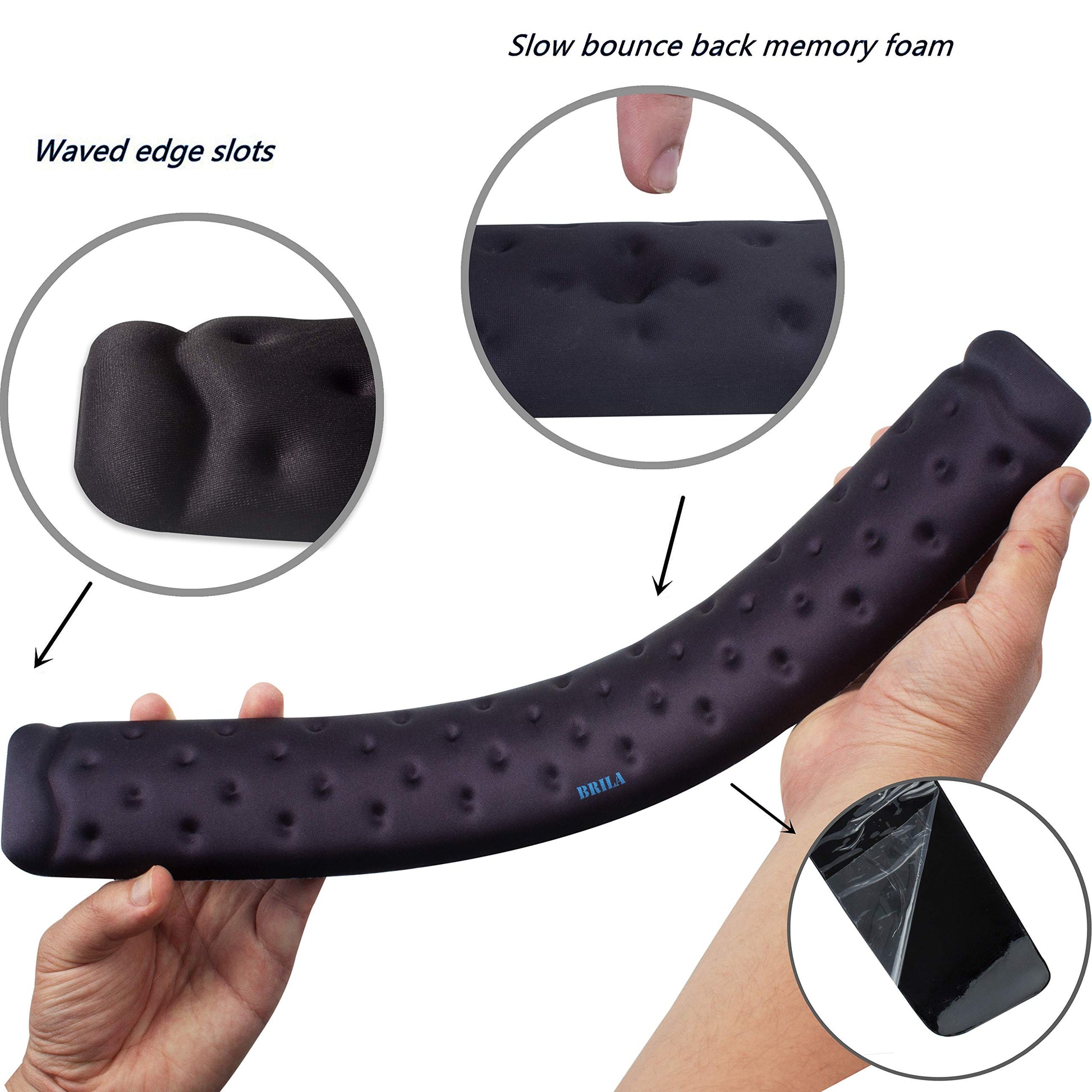 BRILA Memory Foam Mouse & Keyboard Wrist Rest Support Pad Cushion Set for Computer, Laptop, Office