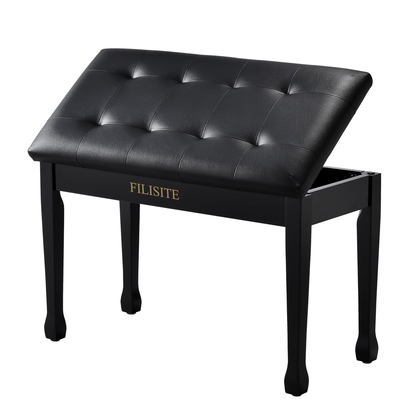 FILISITE Duet Piano Bench with Storage, Wooden Piano Stool with Waterproof Padded Cushion, Bench