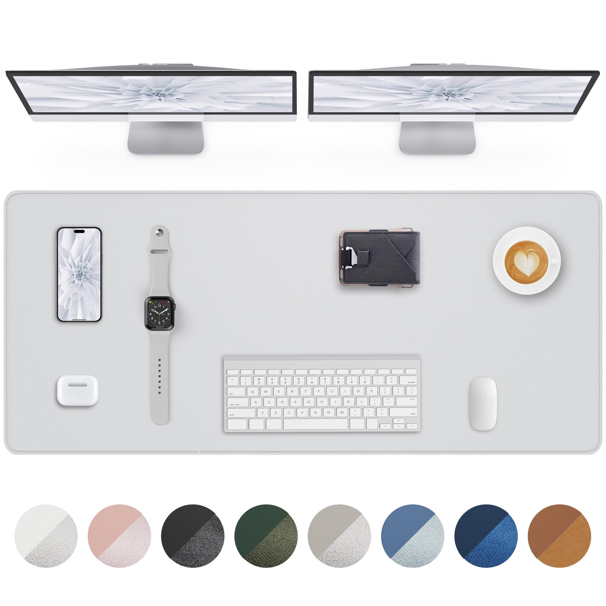 Leather Desk Pad Protector- 48" x 17" Office Desk Mat, Non-Slip PU Leather Mouse Pad, Waterproof