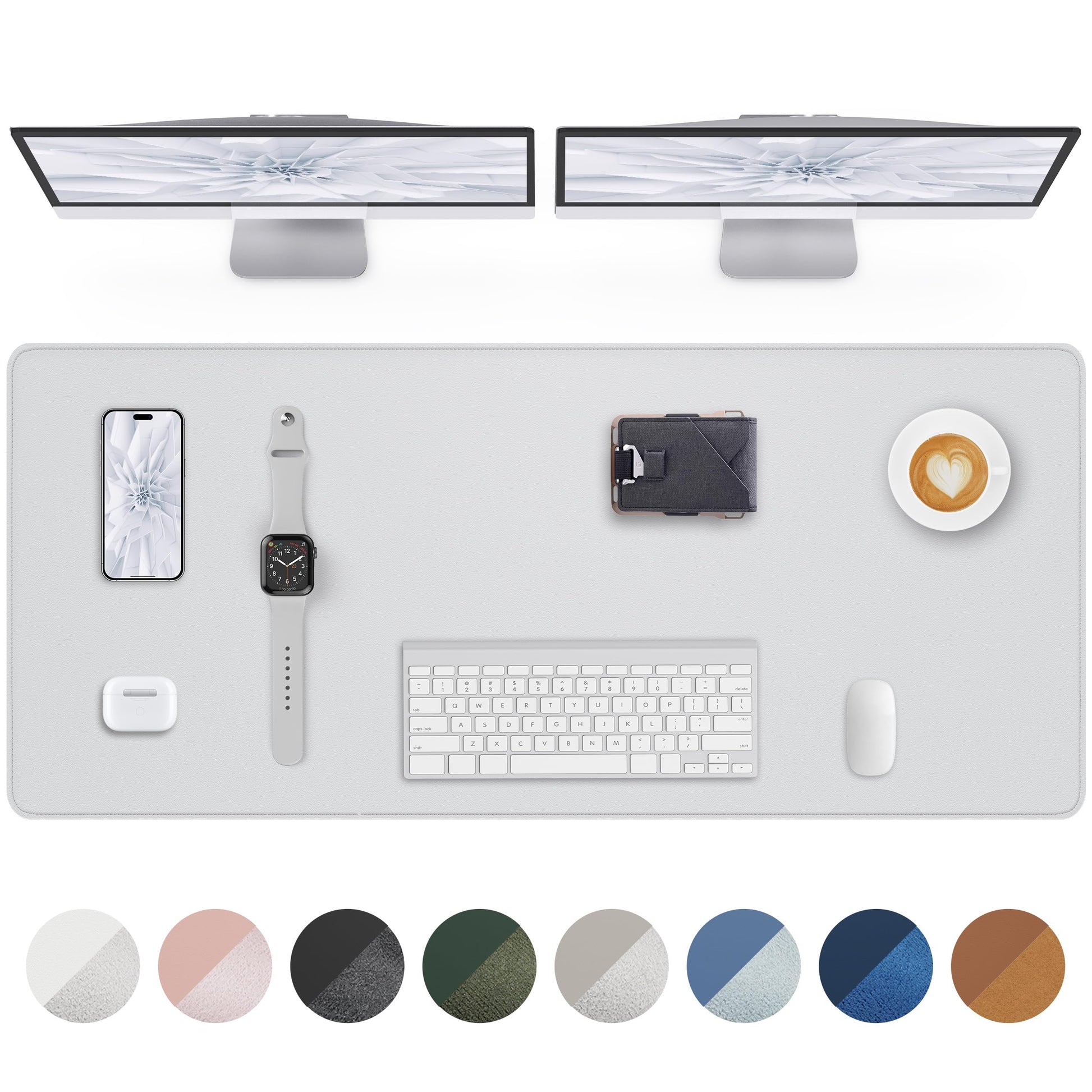 Leather Desk Pad Protector- 48" x 17" Office Desk Mat, Non-Slip PU Leather Mouse Pad, Waterproof