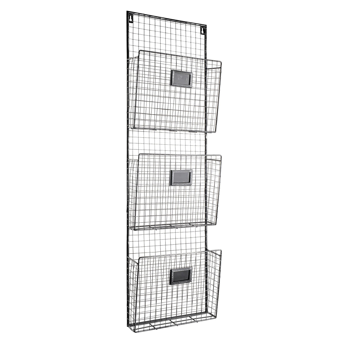 Designstyles Three Tier Wall File Holder – Durable Pewter Metal Rack with Spacious Slots for Easy
