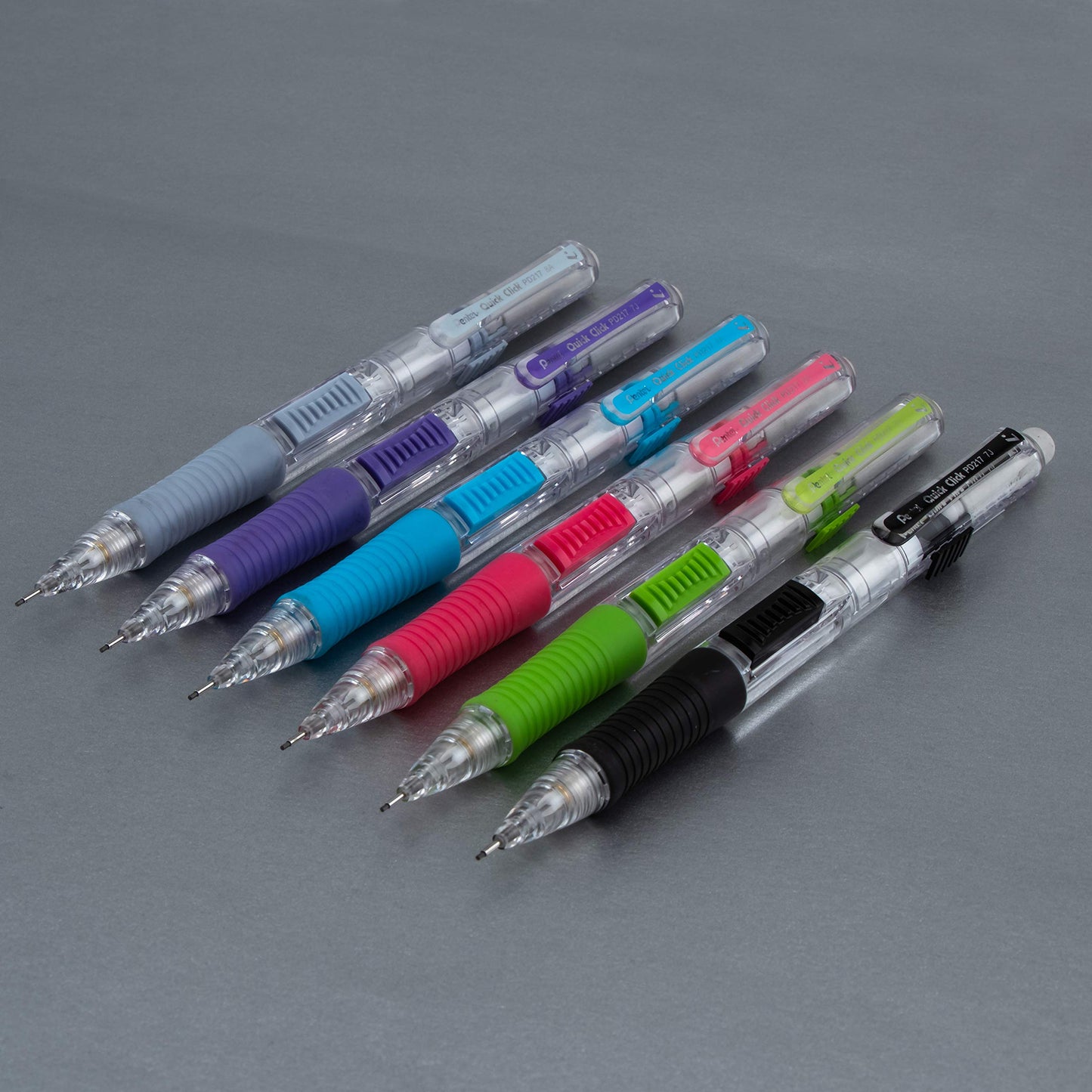 Pentel Quick Click Mechanical Pencil, (0.5mm) Fine Line, Canister, Assorted Colors (A/B/C/N/V)